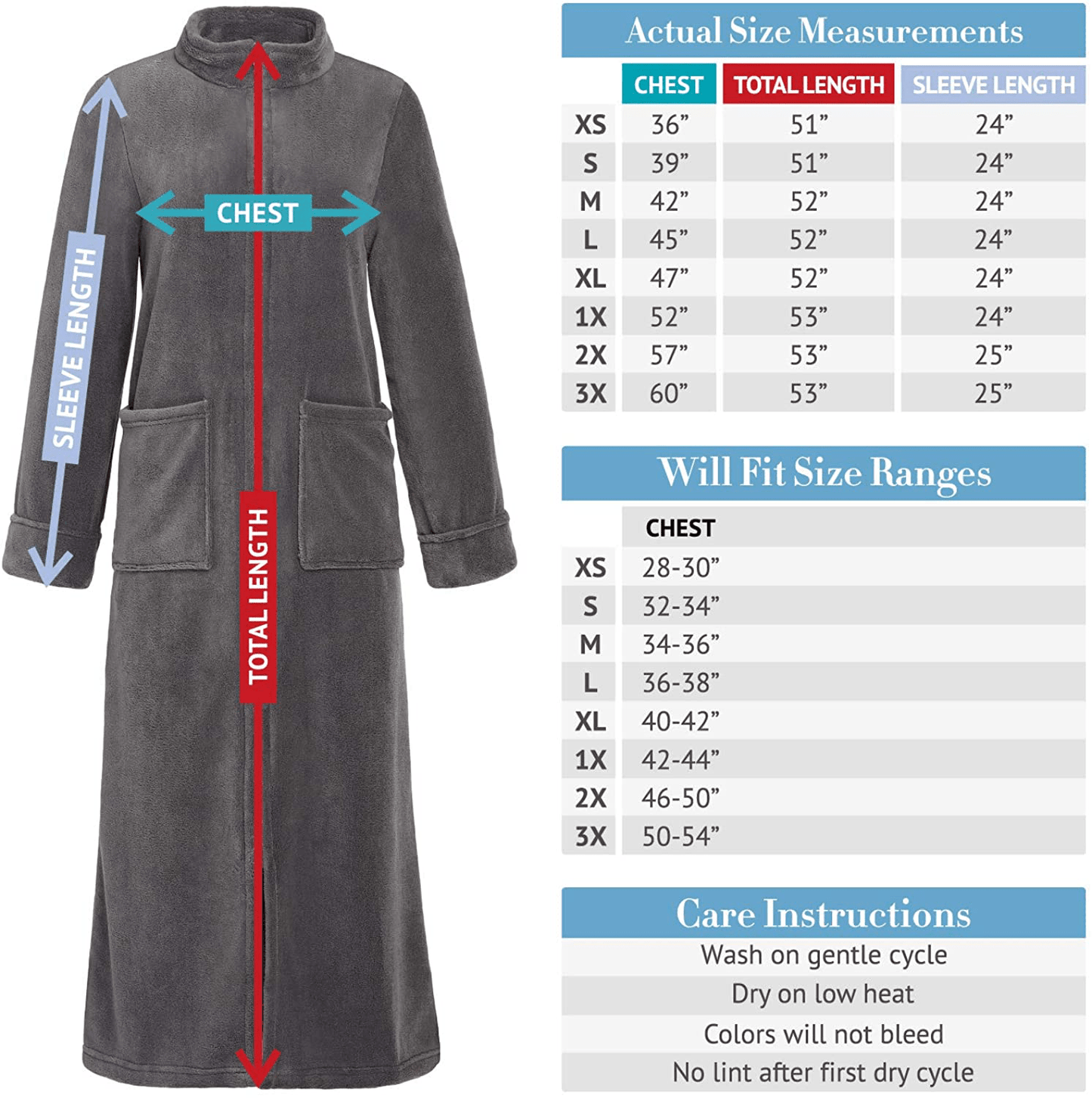 Alexander Del Rossa Women'S Zip up Fleece Robe, Long Warm Fitted Bathrobe Apparel & Accessories > Clothing > Sleepwear & Loungewear > Robes Kylie Max