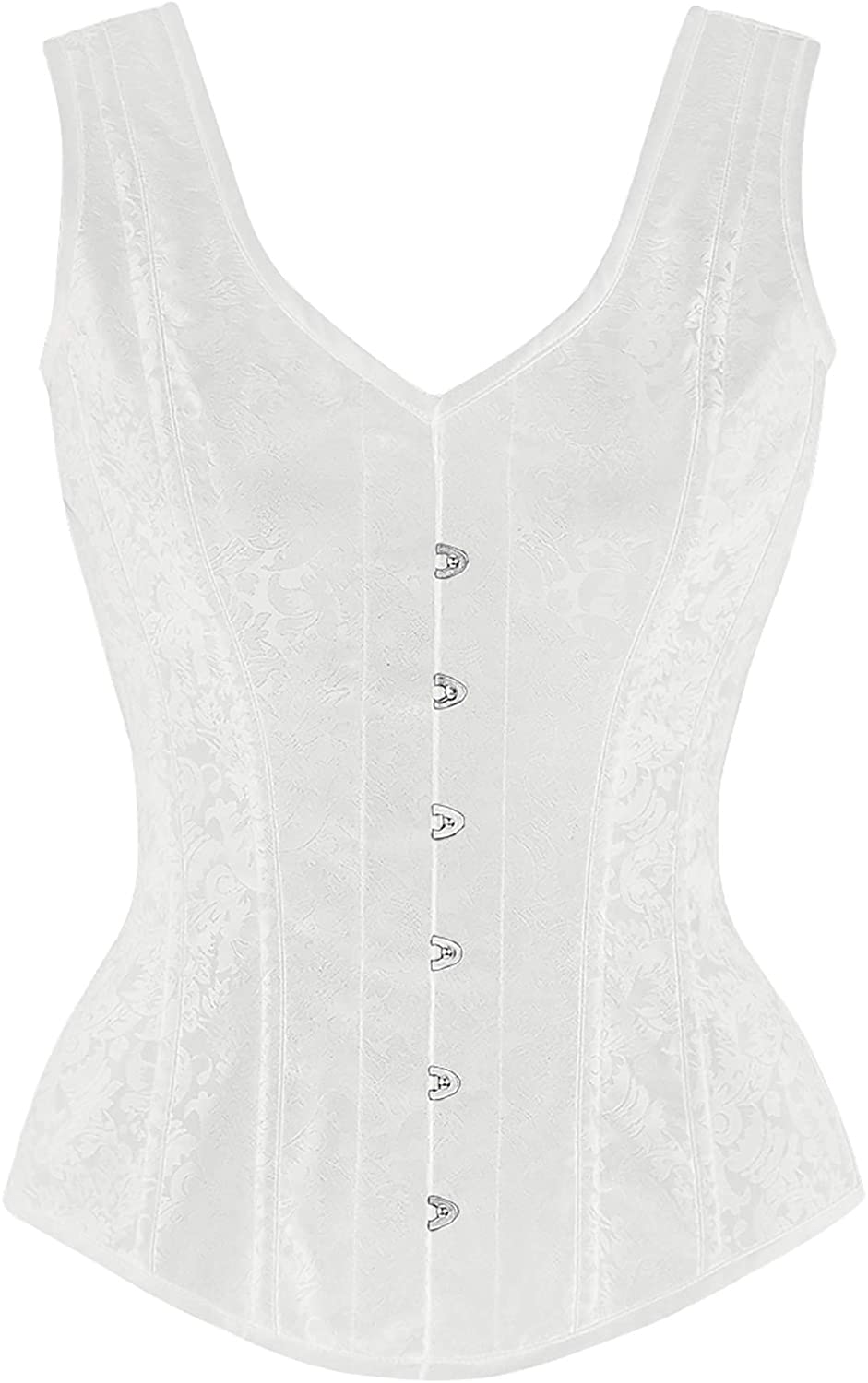 Alivila.Y Fashion Corset Womens Faux Leather Steampunk Corsets Victorian Bustier Top Apparel & Accessories > Clothing > Underwear & Socks > Lingerie Alivila.Y Fashion White V Neck Small
