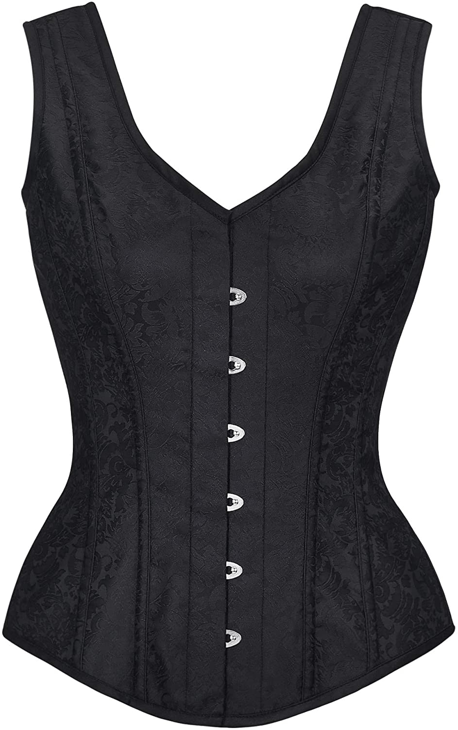 Alivila.Y Fashion Corset Womens Faux Leather Steampunk Corsets Victorian Bustier Top Apparel & Accessories > Clothing > Underwear & Socks > Lingerie Alivila.Y Fashion Black V Neck Small