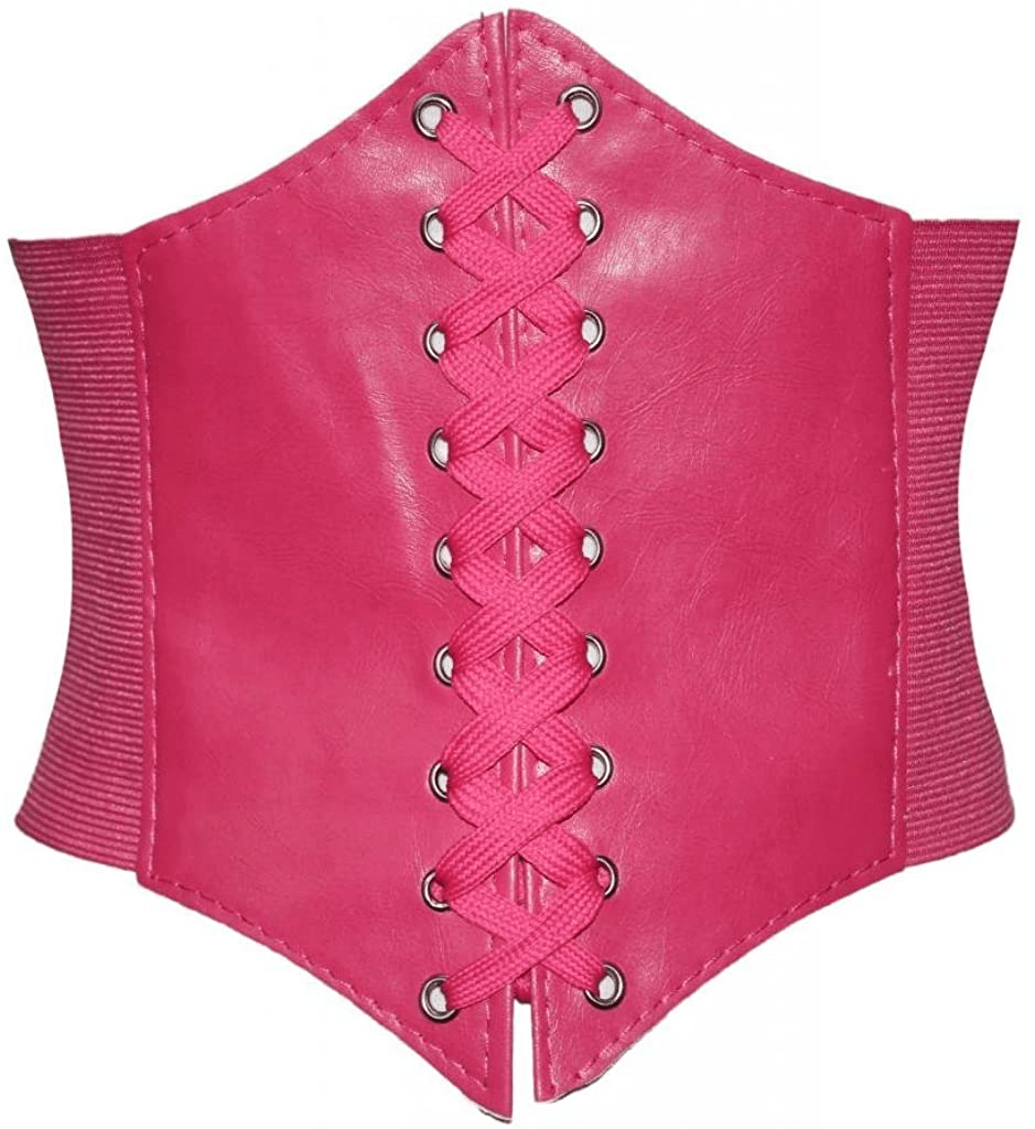Alivila.Y Fashion Womens Faux Leather Steampunk Sexy Underbust Corset Belt Bustier Apparel & Accessories > Clothing > Underwear & Socks > Lingerie Alivila.Y Fashion Hot Pink One Size