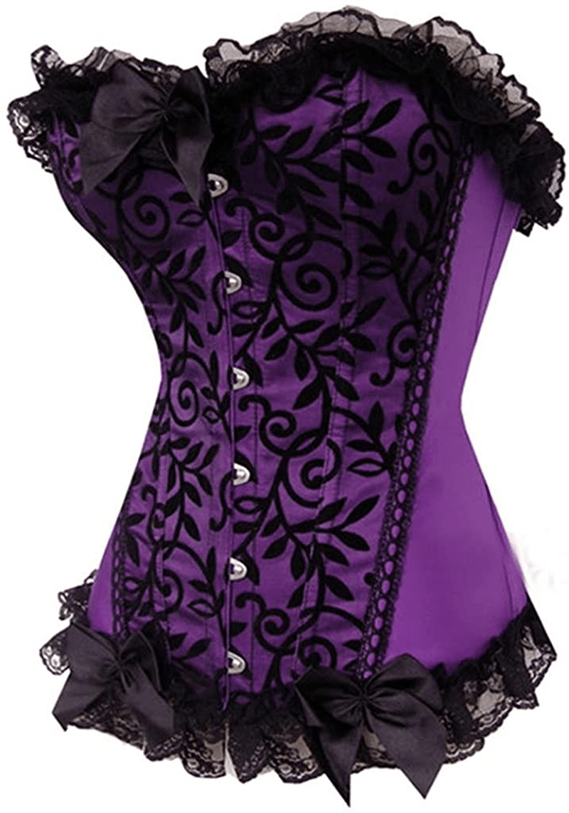 Alivila.Y Fashion Womens Sexy Lace Brocade Corset Bustier Shapewear Apparel & Accessories > Clothing > Underwear & Socks > Lingerie Alivila.Y Fashion Purple X-Large
