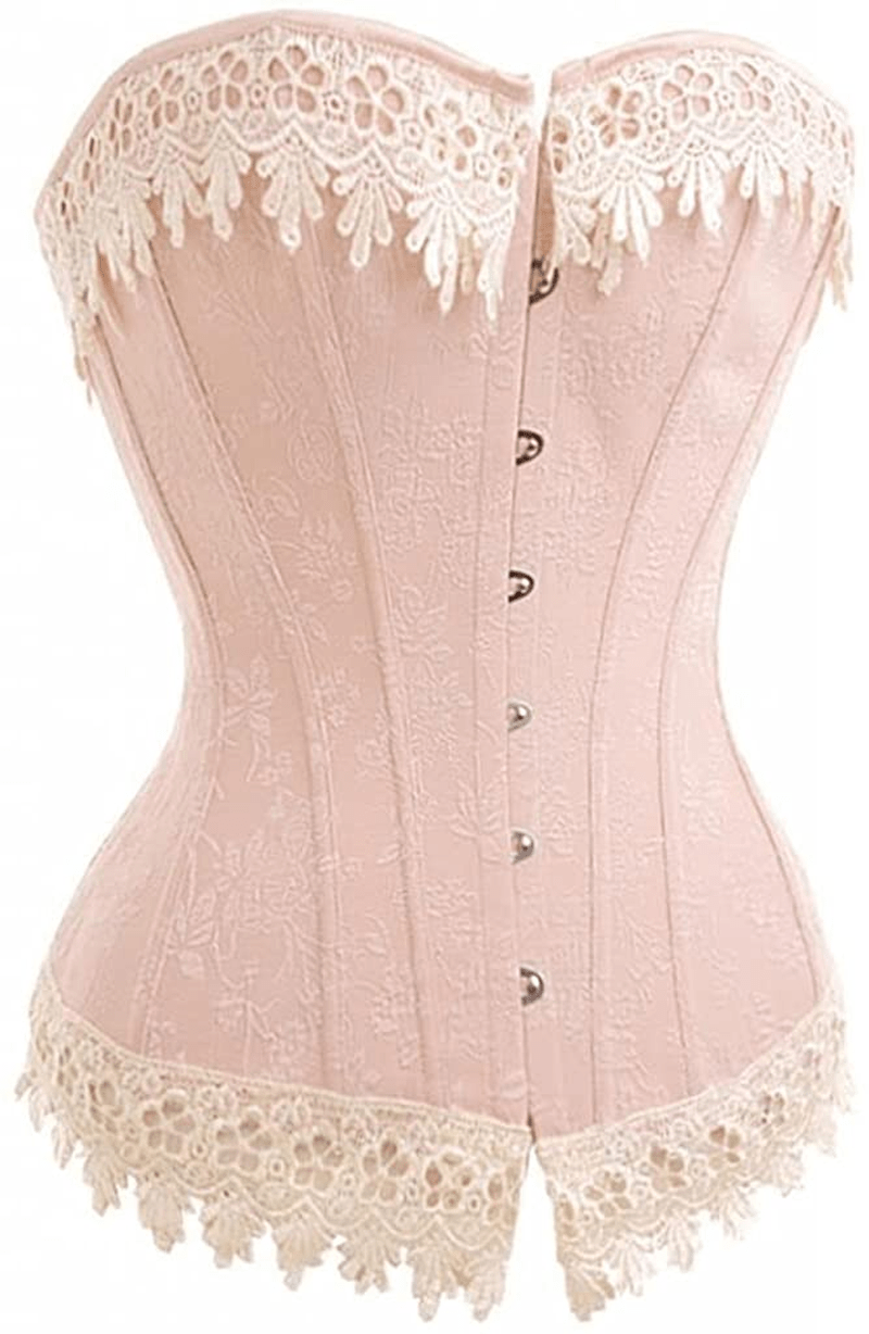 Alivila.Y Fashion Womens Sexy Lace Brocade Corset Bustier Shapewear Apparel & Accessories > Clothing > Underwear & Socks > Lingerie Alivila.Y Fashion Pink Denim 3X-Large