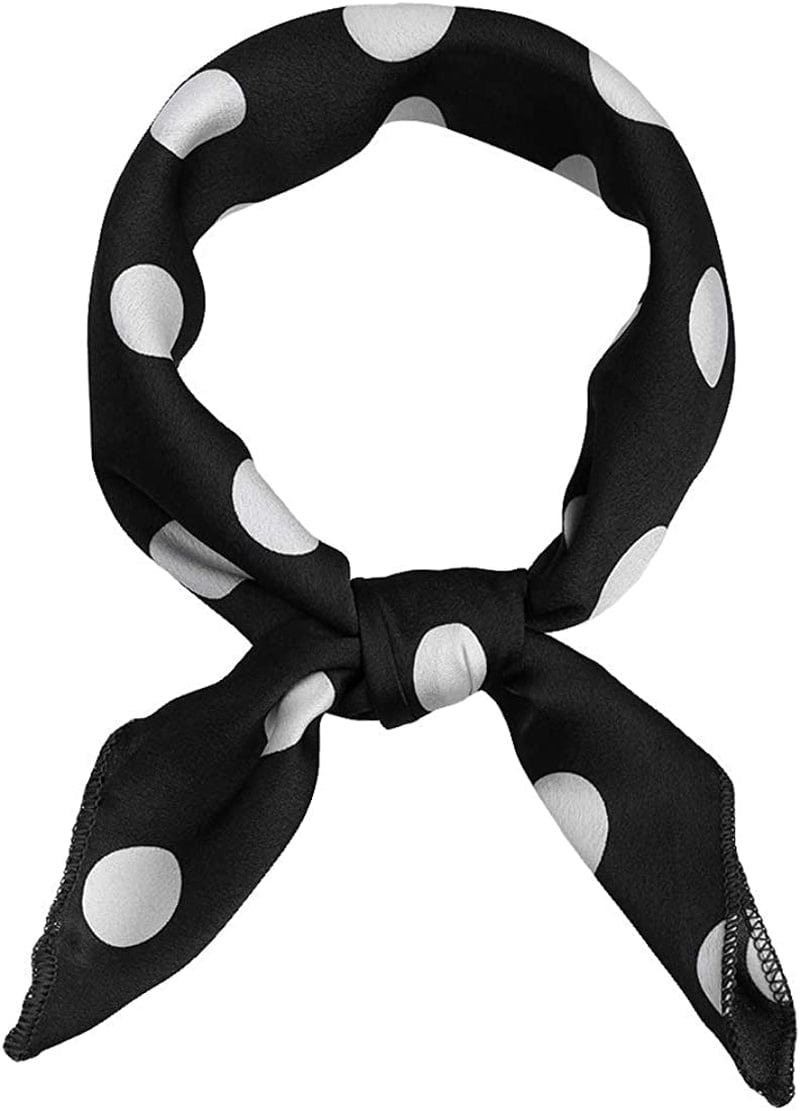 Allegra K 50Cm 1950S Vintage Retro Polka Dots Square Scarf Head Neck Scarves Kerchief Neckerchief Apparel & Accessories > Clothing Accessories > Bandanas & Headties Allegra K Black Big Dot Medium