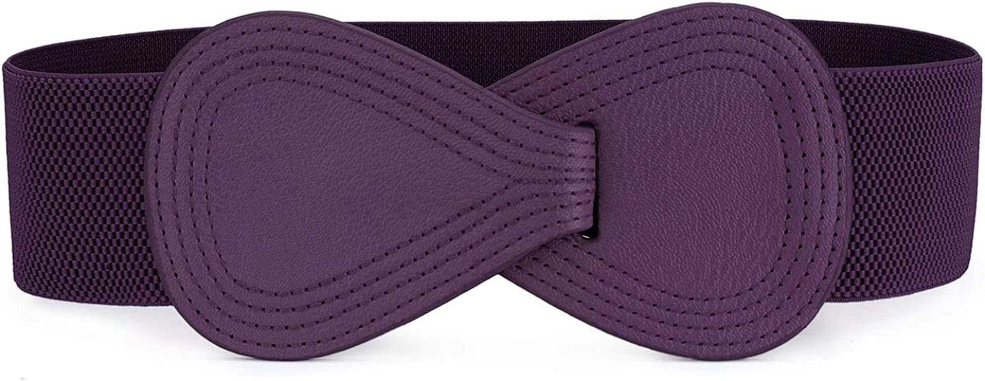 Allegra K Interlock Buckle 8-Shaped Faux Leather Elastic Belt Cinch Waistband for Lady Apparel & Accessories > Clothing Accessories > Belts Allegra K Purple Fit Waist Girth:25"/63.5cm-37"/94cm