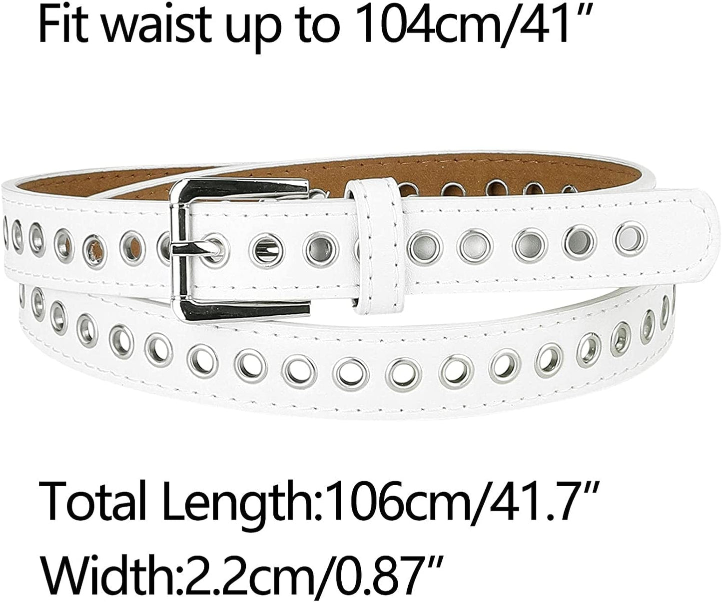 Allegra K Women Grommet Belt PU Leather Metal Buckle Skinny Waist Hollow Belts Apparel & Accessories > Clothing Accessories > Belts Allegra K