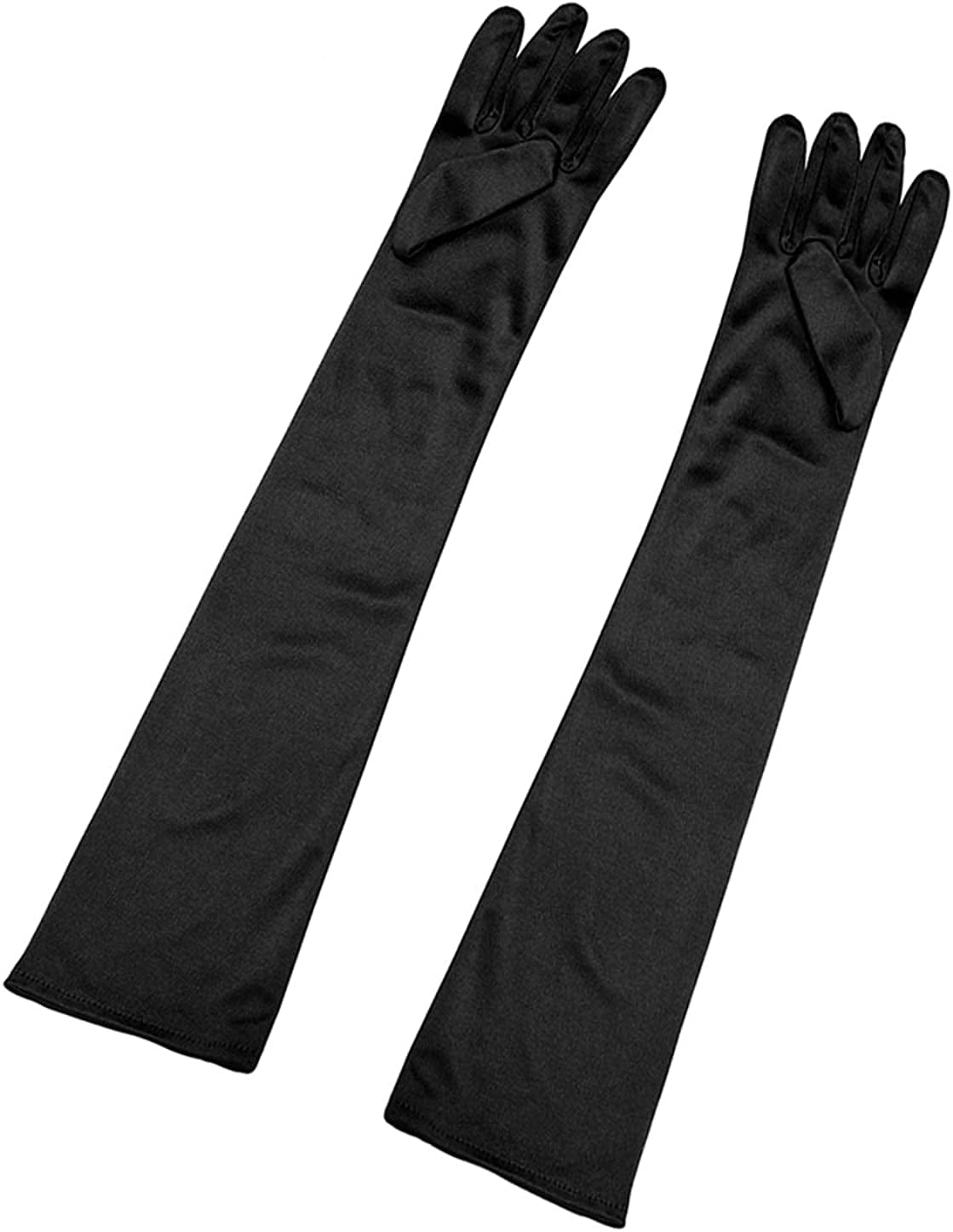 Allegra K Women'S Long Gloves 1920S Evening Party Full Finger Mittens Elegant Opera Glove Apparel & Accessories > Clothing Accessories > Gloves & Mittens Allegra K Glossy Black One Size
