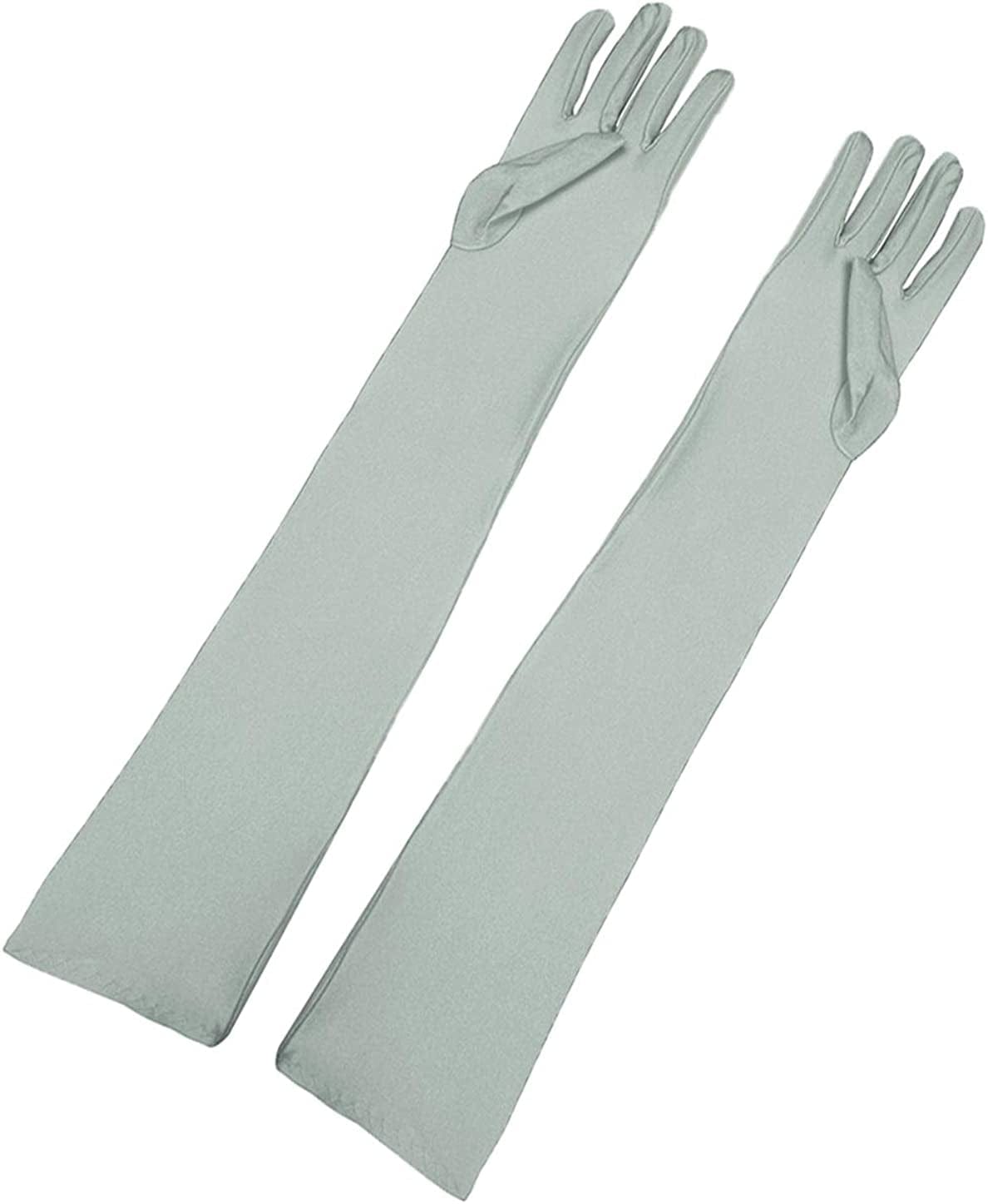 Allegra K Women'S Long Gloves 1920S Evening Party Full Finger Mittens Elegant Opera Glove Apparel & Accessories > Clothing Accessories > Gloves & Mittens Allegra K Silver Gray One Size