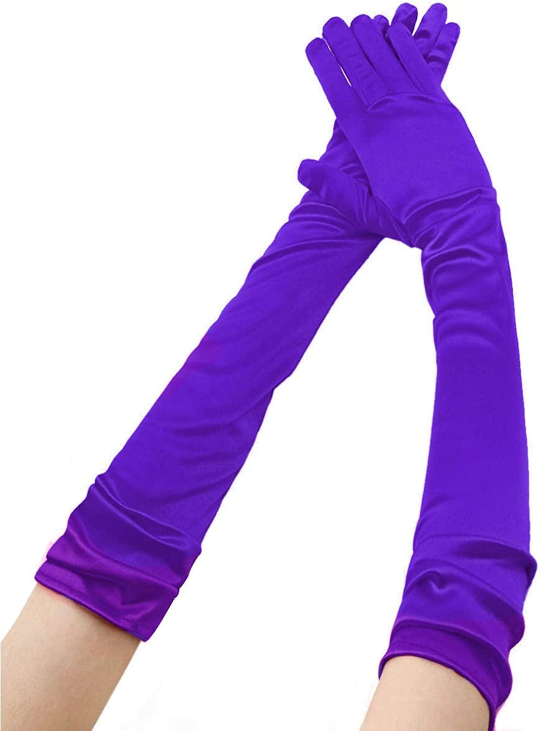 Allegra K Women'S Long Gloves 1920S Evening Party Full Finger Mittens Elegant Opera Glove Apparel & Accessories > Clothing Accessories > Gloves & Mittens Allegra K Purple One Size