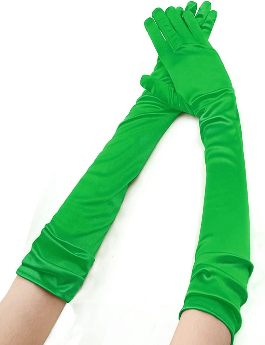 Allegra K Women'S Long Gloves 1920S Evening Party Full Finger Mittens Elegant Opera Glove Apparel & Accessories > Clothing Accessories > Gloves & Mittens Allegra K Green One Size