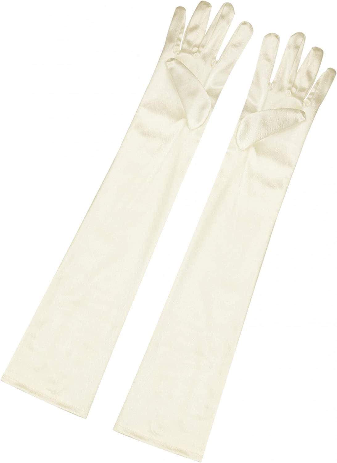 Allegra K Women'S Long Gloves 1920S Evening Party Full Finger Mittens Elegant Opera Glove Apparel & Accessories > Clothing Accessories > Gloves & Mittens Allegra K Shiny Beige One Size