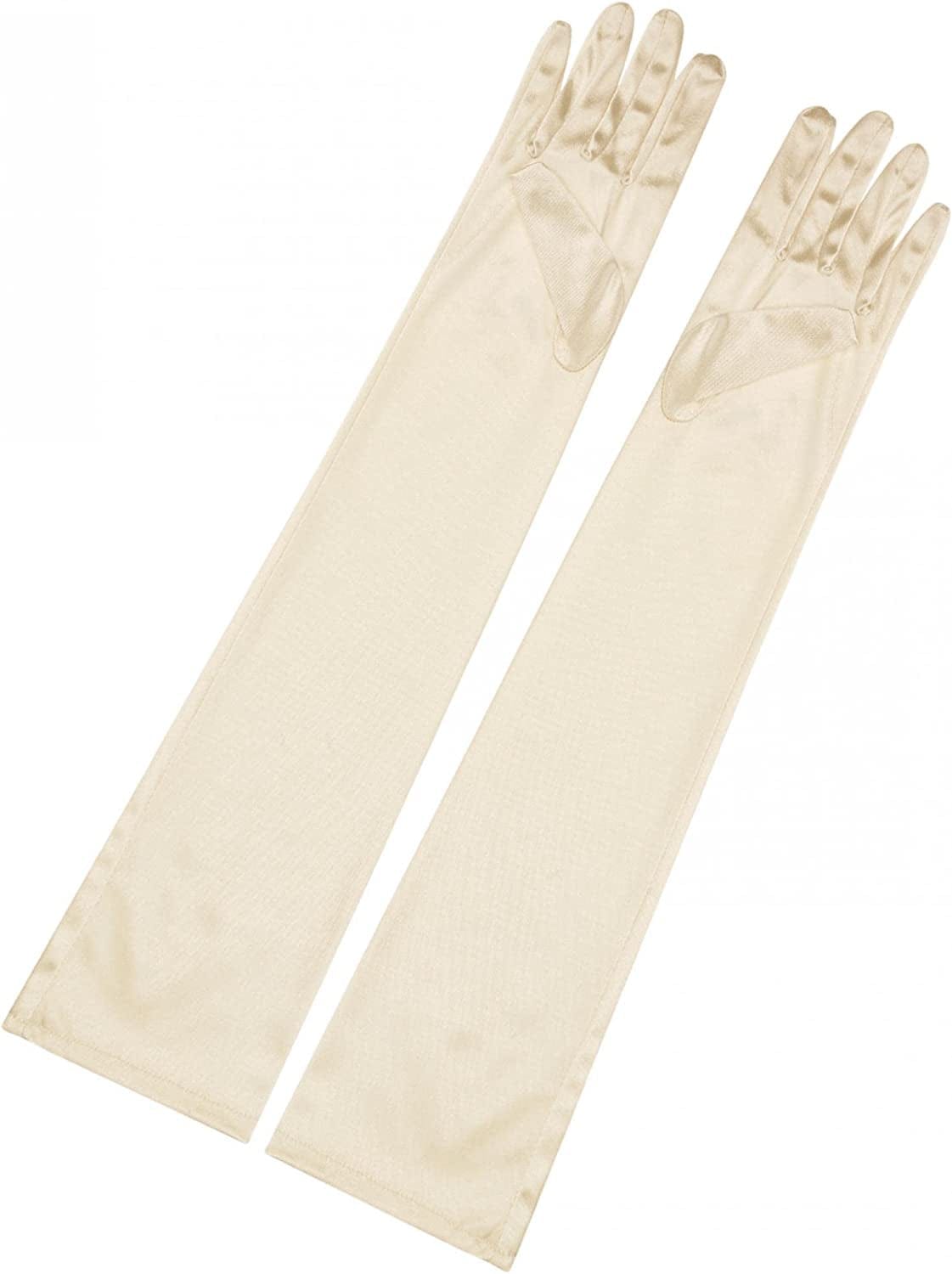 Allegra K Women'S Long Gloves 1920S Evening Party Full Finger Mittens Elegant Opera Glove Apparel & Accessories > Clothing Accessories > Gloves & Mittens Allegra K Shiny Champagne One Size