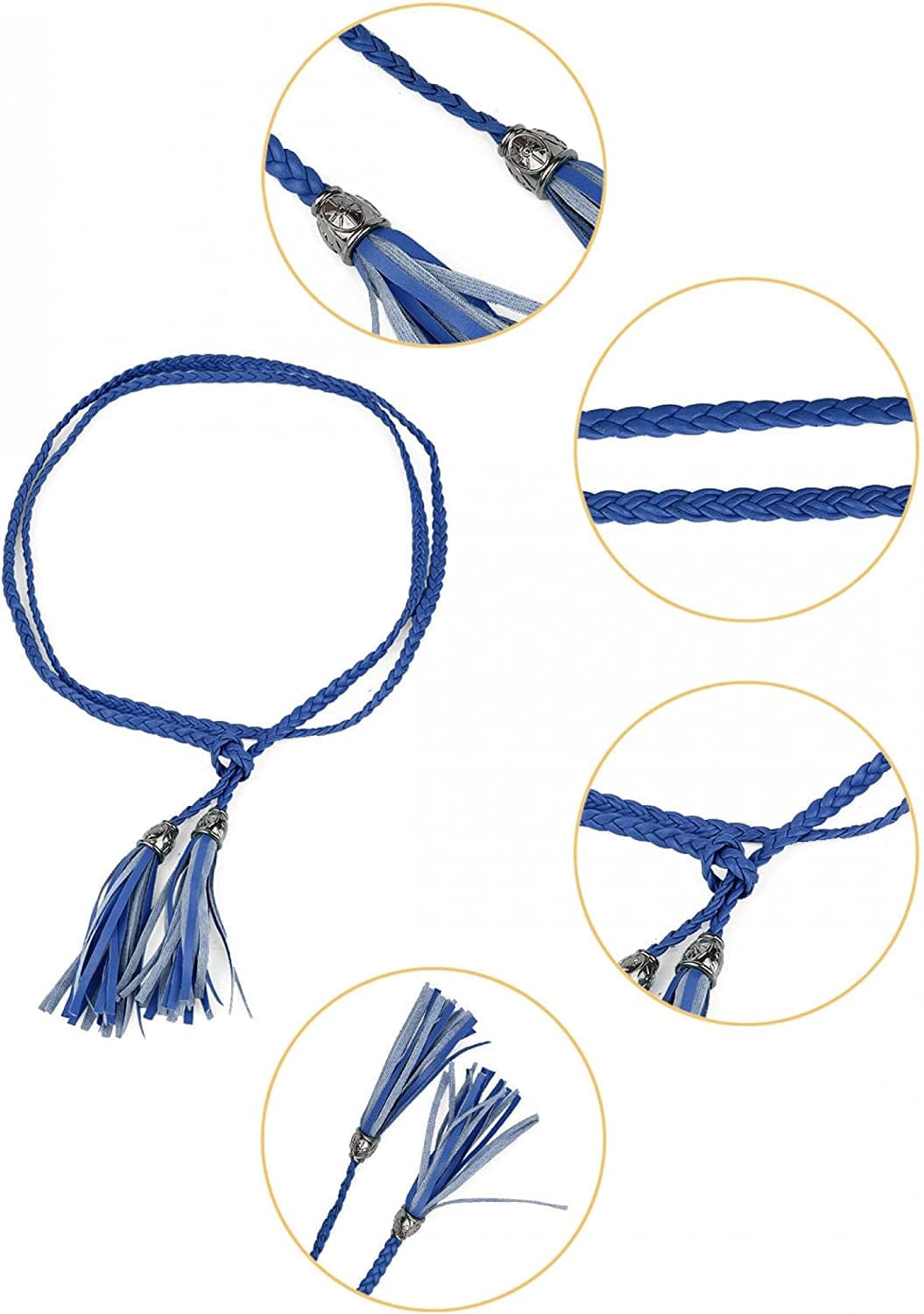 Allegra K Women'S Tassel Braided Belts Skinny Woven Waist Belts for Skirt Dress Apparel & Accessories > Clothing Accessories > Belts Allegra K