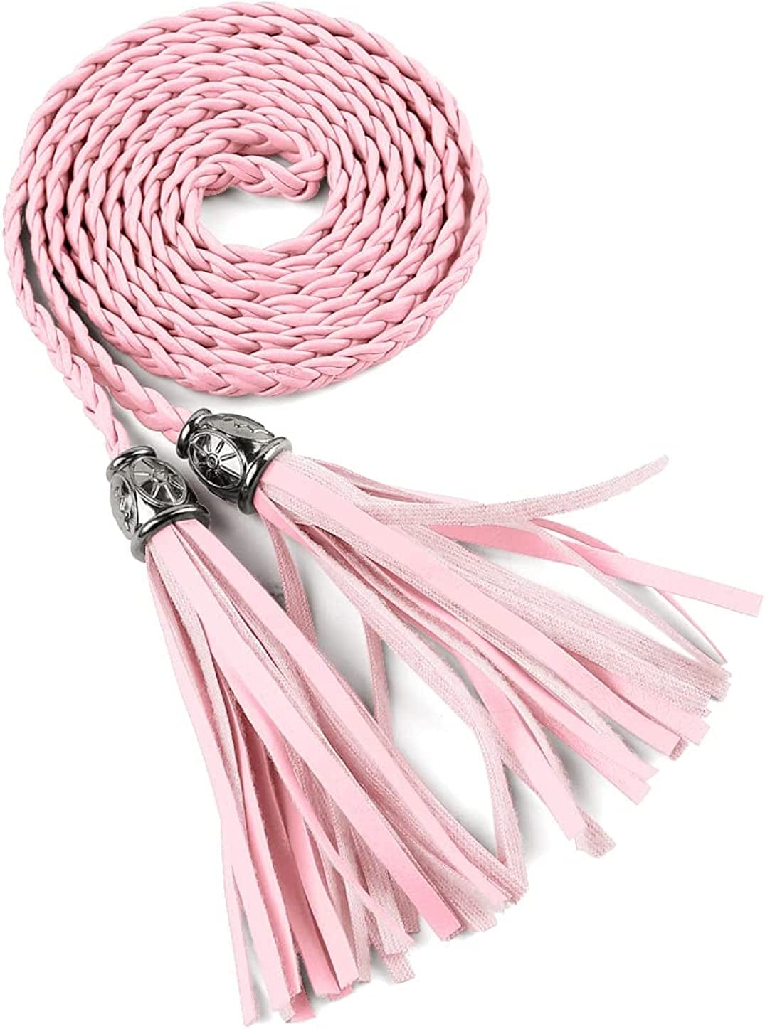 Allegra K Women'S Tassel Braided Belts Skinny Woven Waist Belts for Skirt Dress Apparel & Accessories > Clothing Accessories > Belts Allegra K Pink 132 cm/52 inches