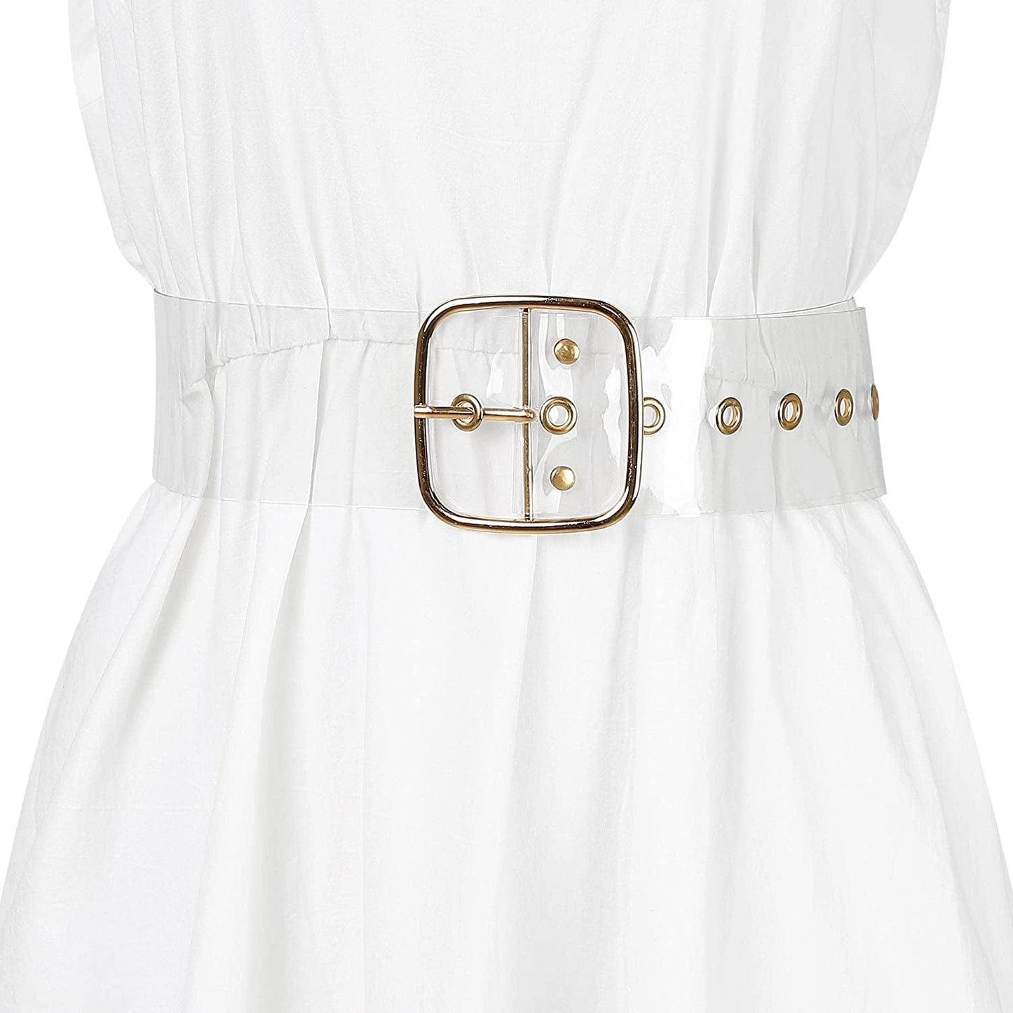 Allegra K Womens Grommet Clear Wide Waist Belts for Dresses Transparent Belts Pin Buckle Apparel & Accessories > Clothing Accessories > Belts Allegra K
