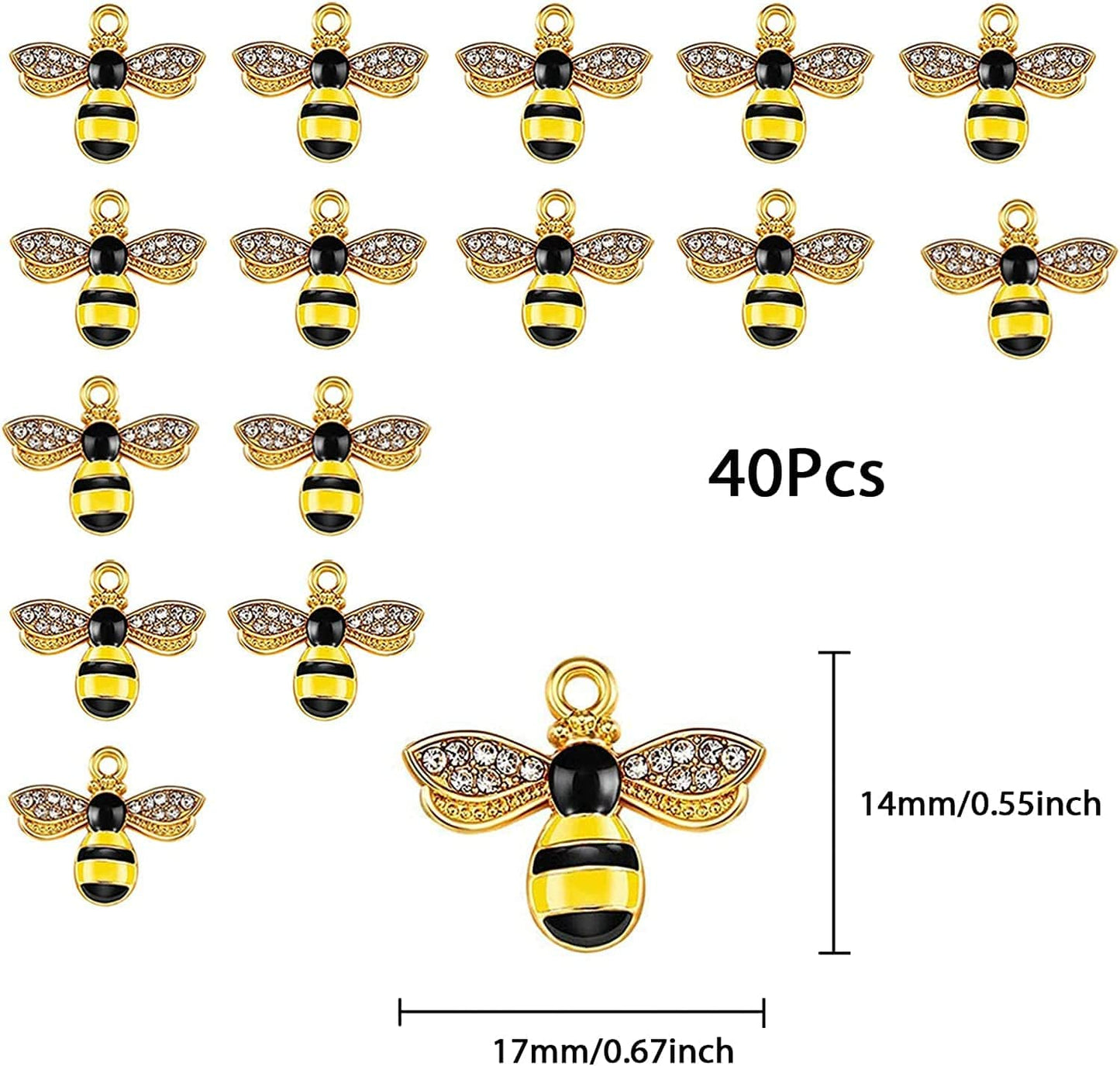 Alloy Enamel Bee Charms Rhinestone Jewelry Making Bee Pendant Charms, Honeycomb Charms Pendants for Jewelry Making Crafts DIY