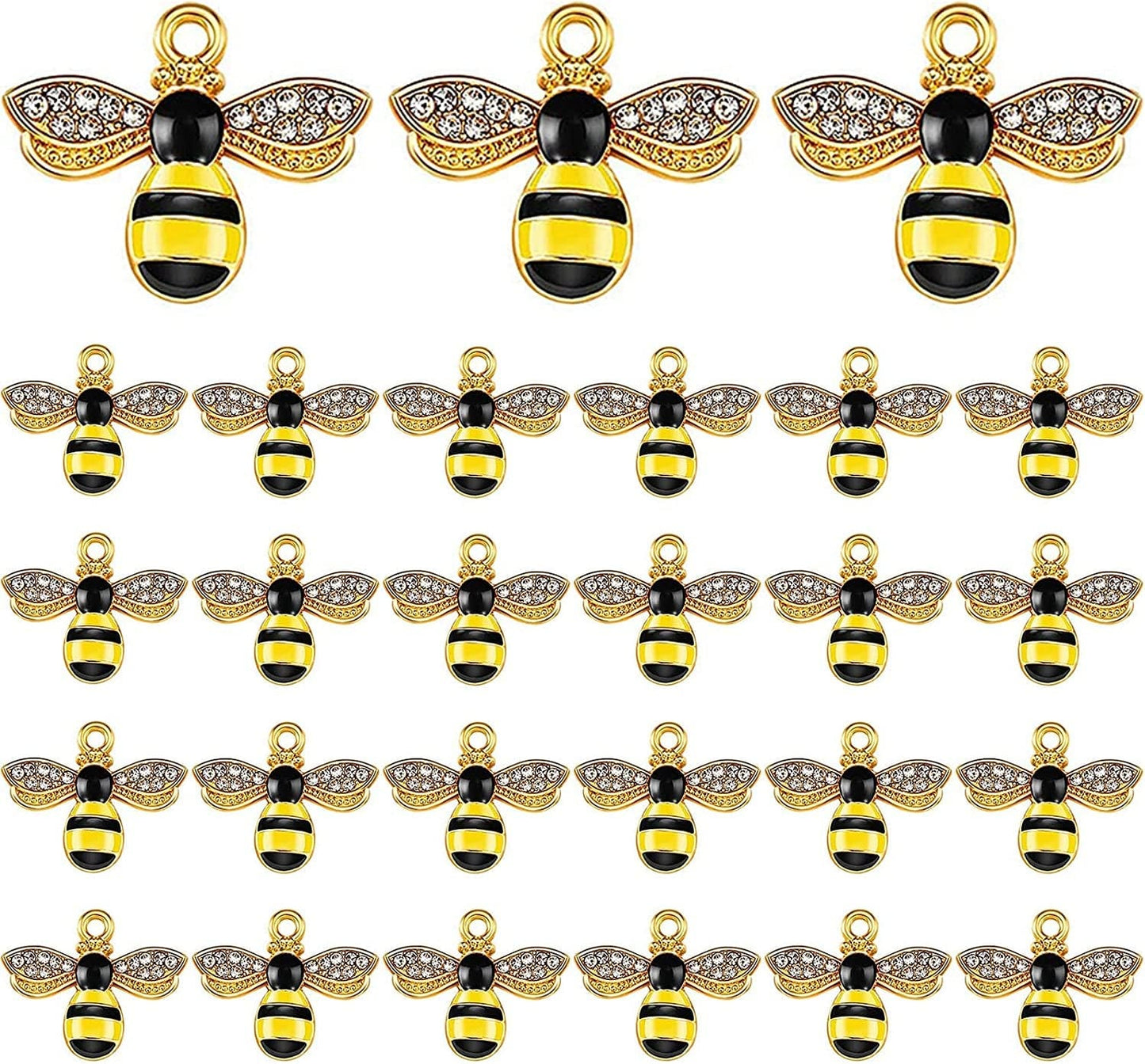 Alloy Enamel Bee Charms Rhinestone Jewelry Making Bee Pendant Charms, Honeycomb Charms Pendants for Jewelry Making Crafts DIY S1-40pcs bee charms