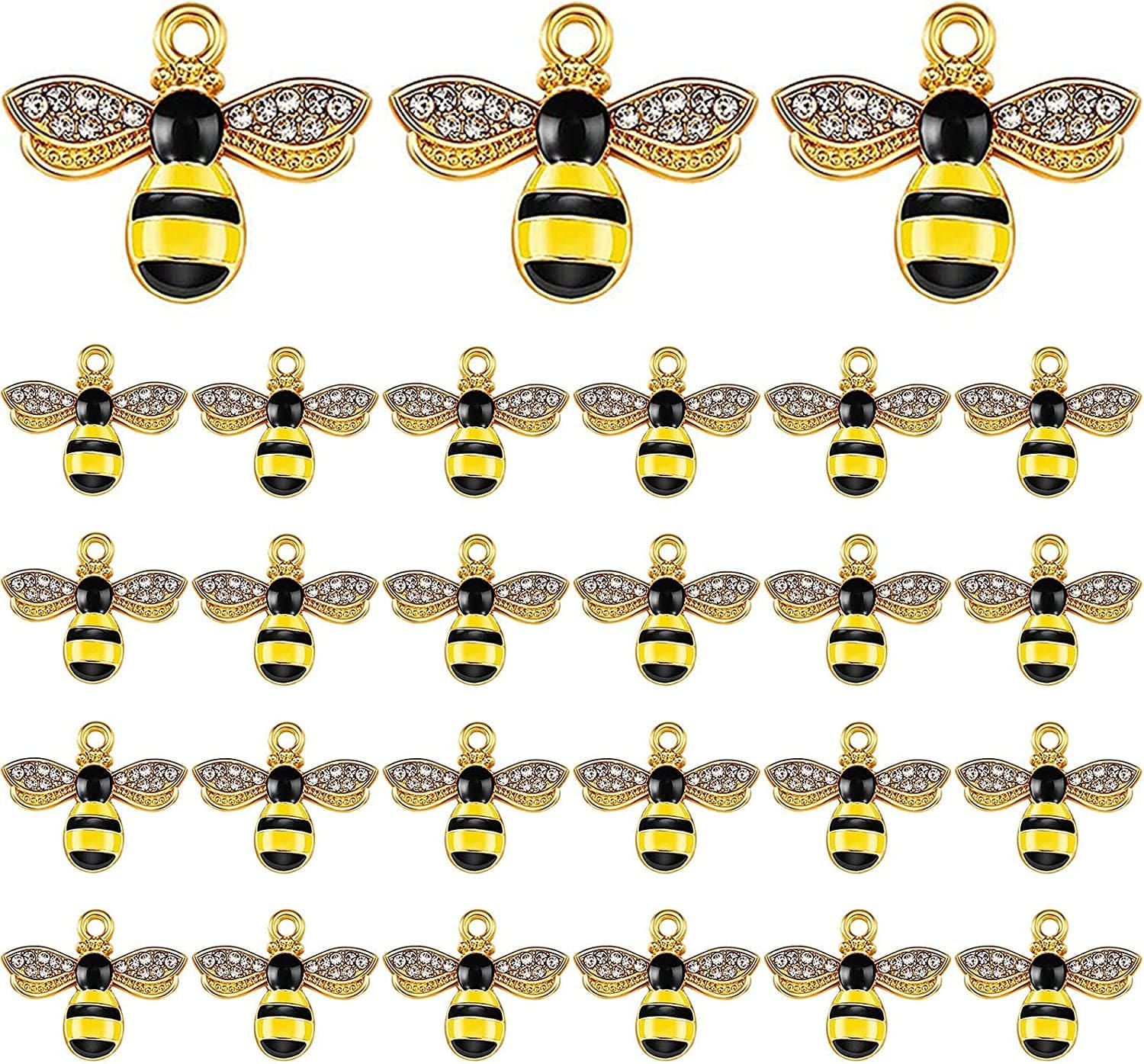 Alloy Enamel Bee Charms Rhinestone Jewelry Making Bee Pendant Charms, Honeycomb Charms Pendants for Jewelry Making Crafts DIY S1-40pcs bee charms