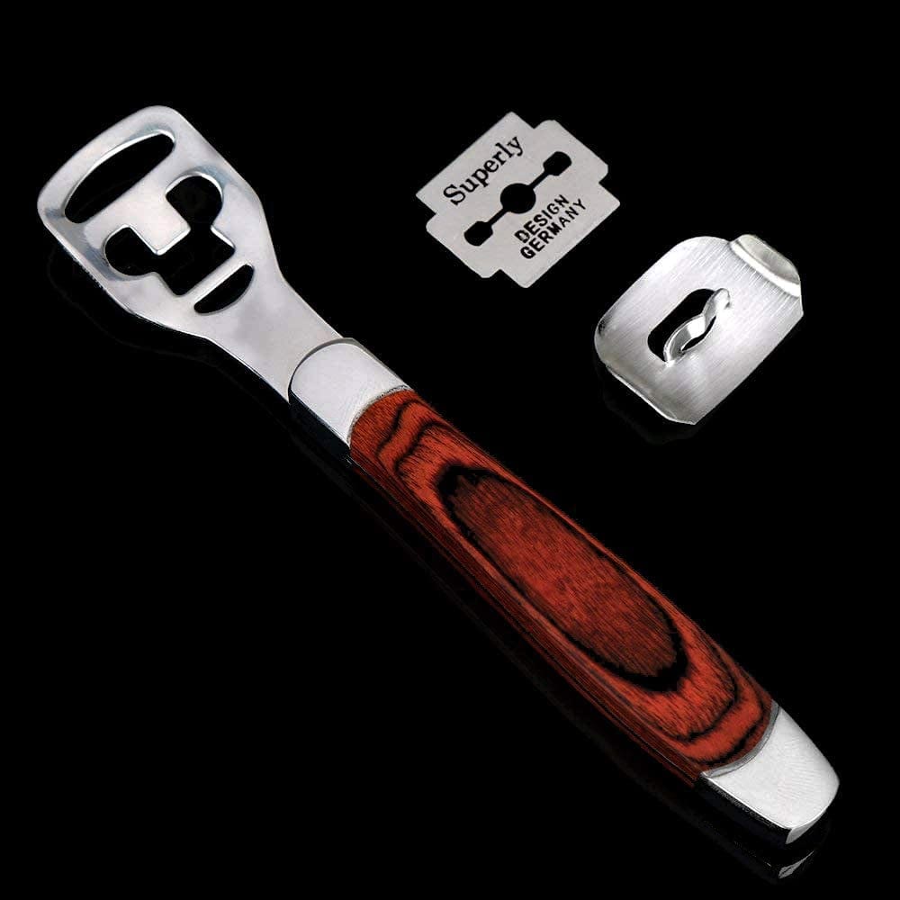 Allura Foot Care Pedicure Callus Shaver Cutter Rasp File Hard Skin Corn Remover Wood Handle 10 Blades (Case Included) Health & Beauty > Personal Care > Foot Care Allura