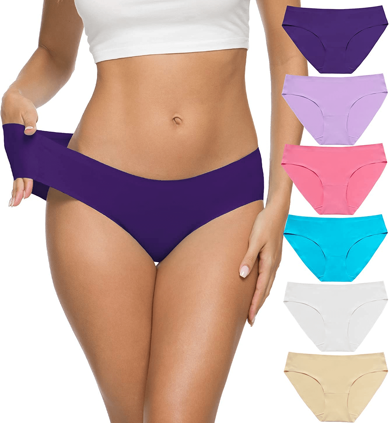 ALTHEANRAY Women’S Seamless Hipster Underwear No Show Panties Soft Stretch Bikini Underwears Multi-Pack Altheanray Color10 Small