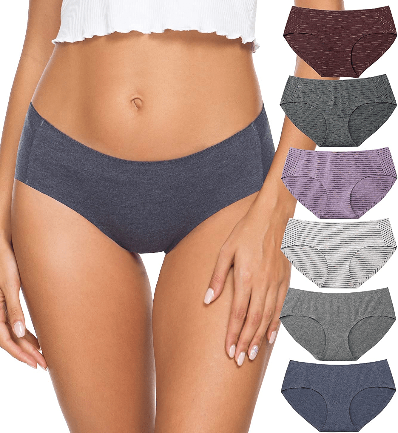 Altheanray Womens Underwear Seamless Cotton Briefs Panties for Women 6 Pack Apparel & Accessories > Clothing > Underwear & Socks > Underwear Altheanray Seamless Cotton Underwear - Line4 Large