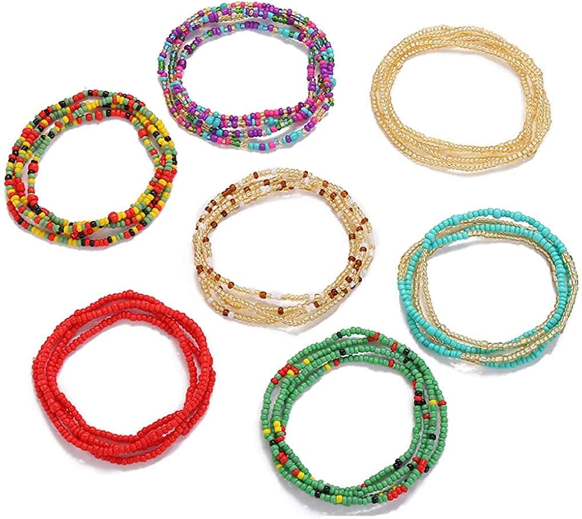 Althrorry Waist Beads Body Jewelry, Colorful Belly Beads, Bead Jewelry, Belly Chains, Waist Chain (2 Piece) Apparel & Accessories > Jewelry > Body Jewelry Althrorry WB001-2#