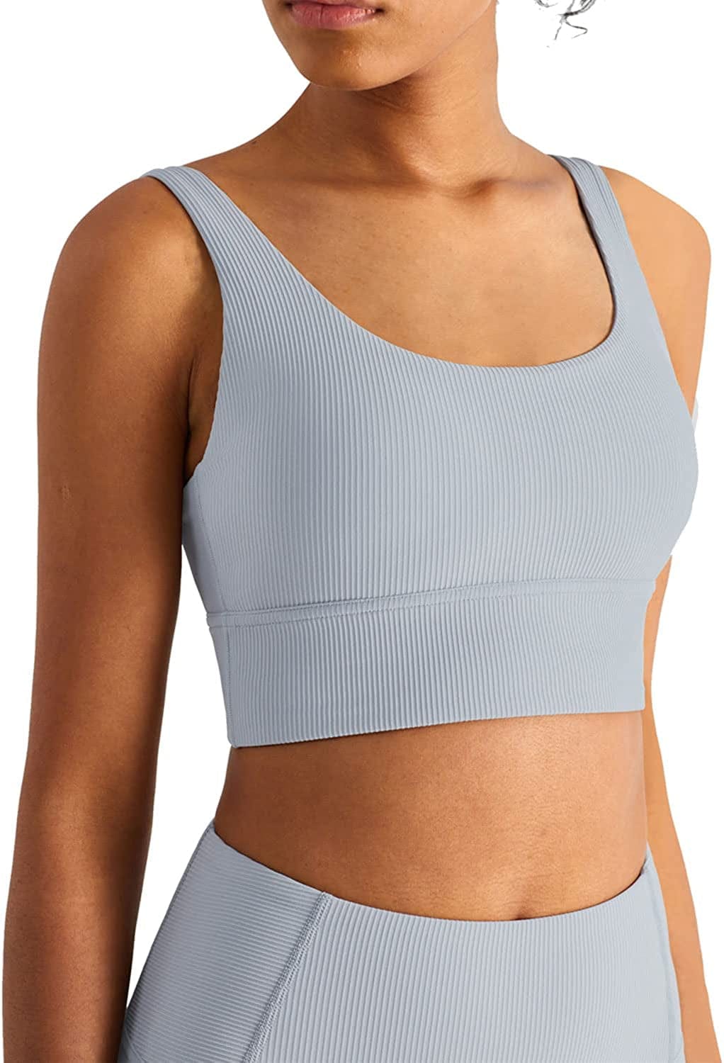 Altiland High Impact Supportive Sports Bras for Women, V Neck Padded Workout Yoga Fitness Running Athletic Tops Rhino Grey / Small