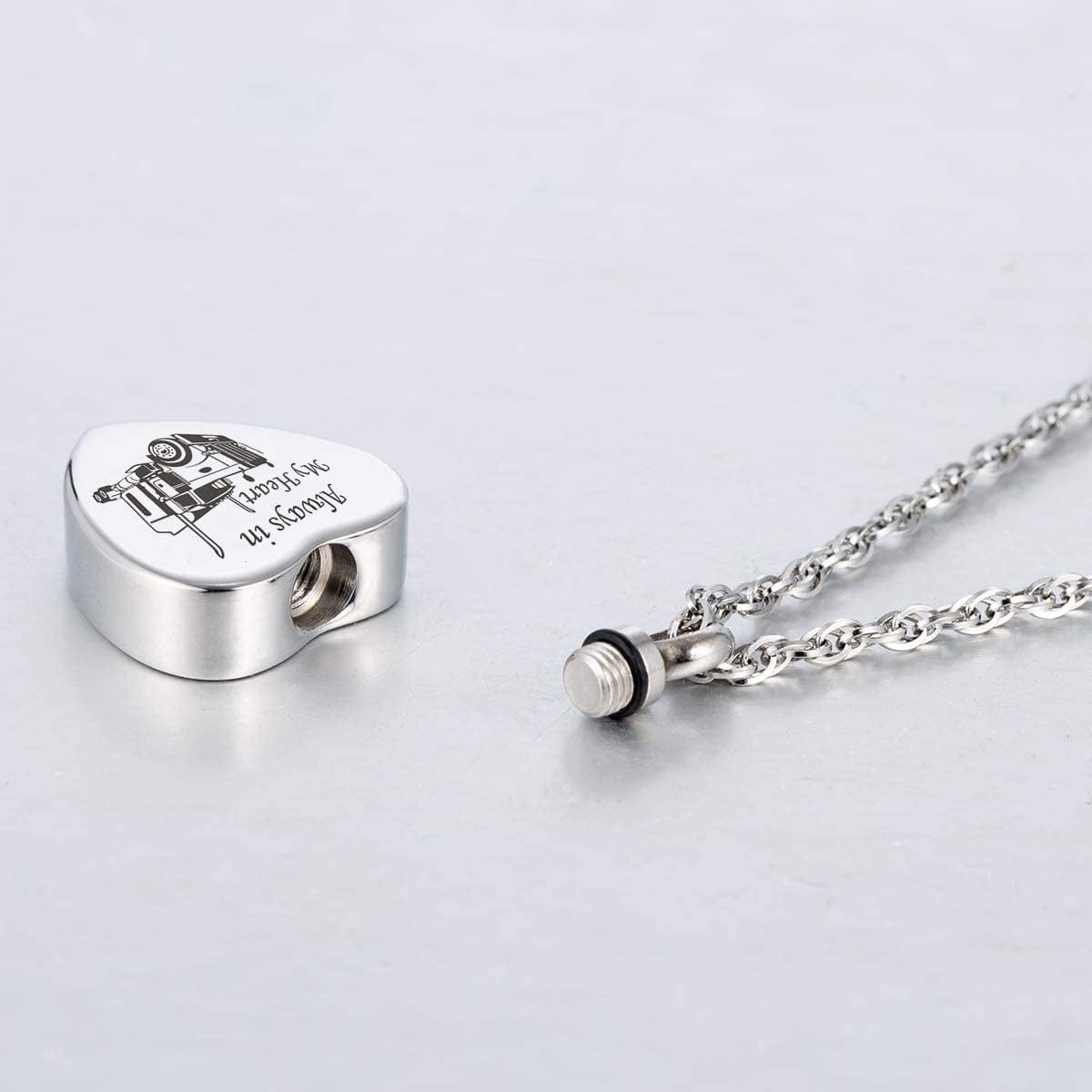 Always in My Heart Urn Necklace for Ashes Trucker Memory Pendant Cremation Jewelry