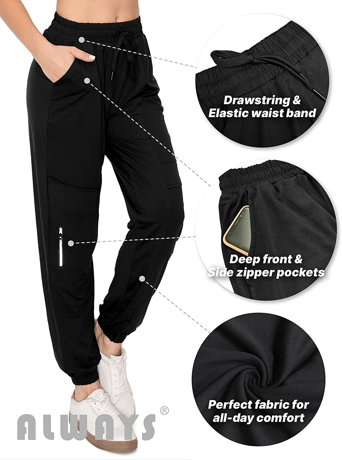 ALWAYS Women'S Casual Jogger Pants - Buttery Super Soft Stretch Comfy Athletic Sweatpants with Pockets Apparel & Accessories > Clothing > Activewear Kylie Max