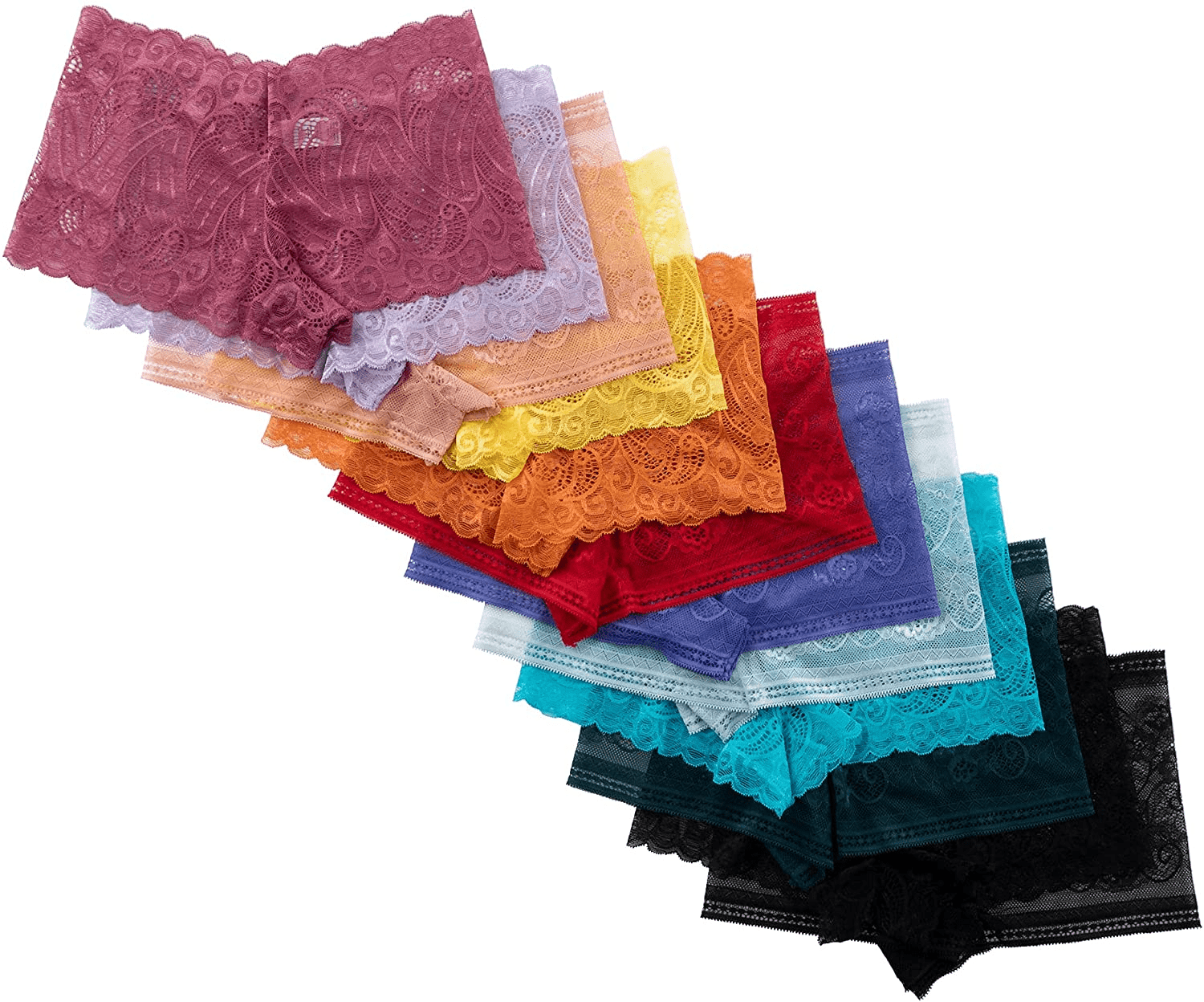 Alyce Intimates Pack of 10 Womens Lace Boyshort Panty, Regular to plus Size Apparel & Accessories > Clothing > Underwear & Socks > Underwear Alyce Ives Intimates Brights 3 | 12 Pack X-Large