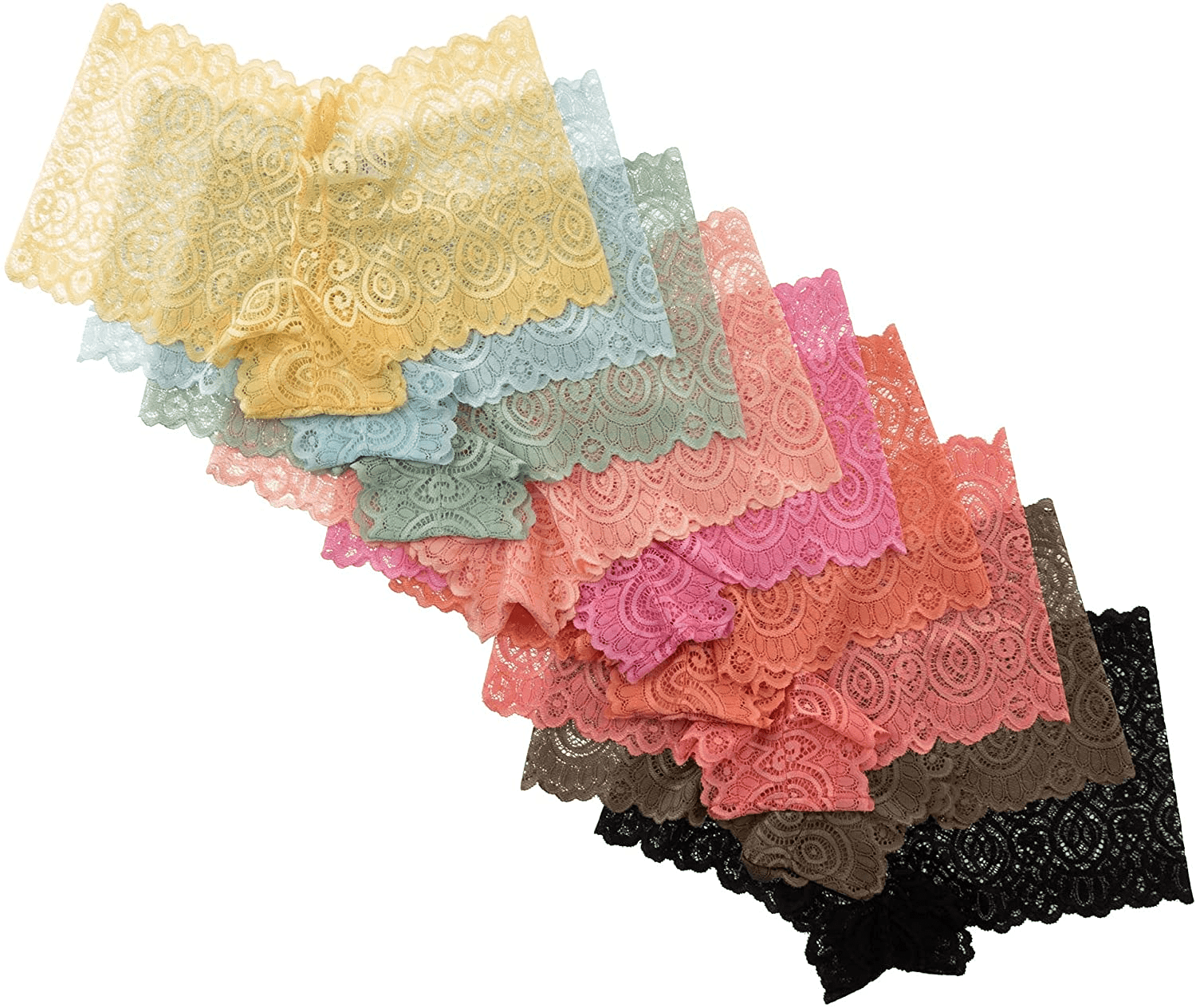 Alyce Intimates Pack of 10 Womens Lace Boyshort Panty, Regular to plus Size Apparel & Accessories > Clothing > Underwear & Socks > Underwear Alyce Ives Intimates