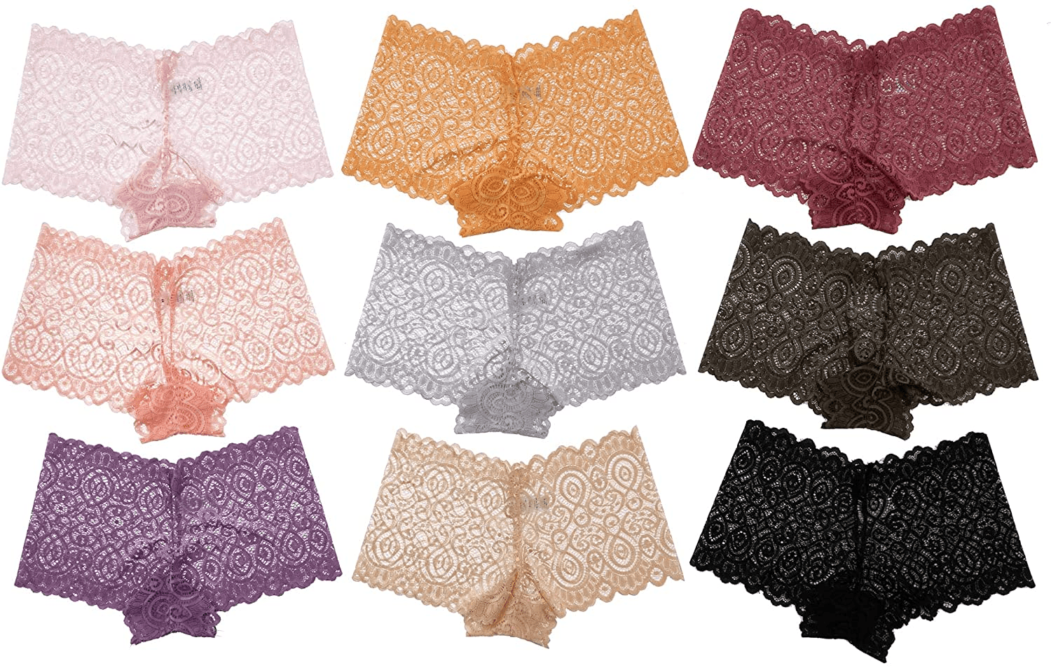 Alyce Intimates Pack of 10 Womens Lace Boyshort Panty, Regular to plus Size Apparel & Accessories > Clothing > Underwear & Socks > Underwear Alyce Ives Intimates Pastels 3X