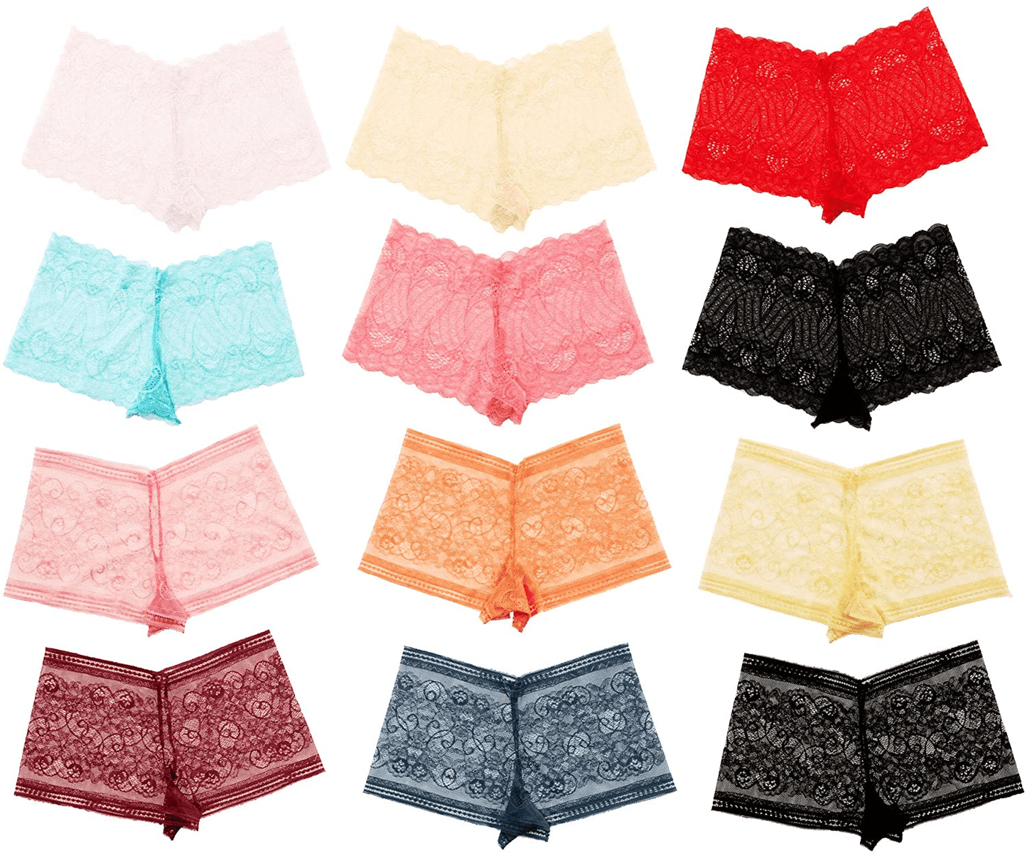 Alyce Intimates Pack of 10 Womens Lace Boyshort Panty, Regular to plus Size Apparel & Accessories > Clothing > Underwear & Socks > Underwear Alyce Ives Intimates 12 Pack Medium