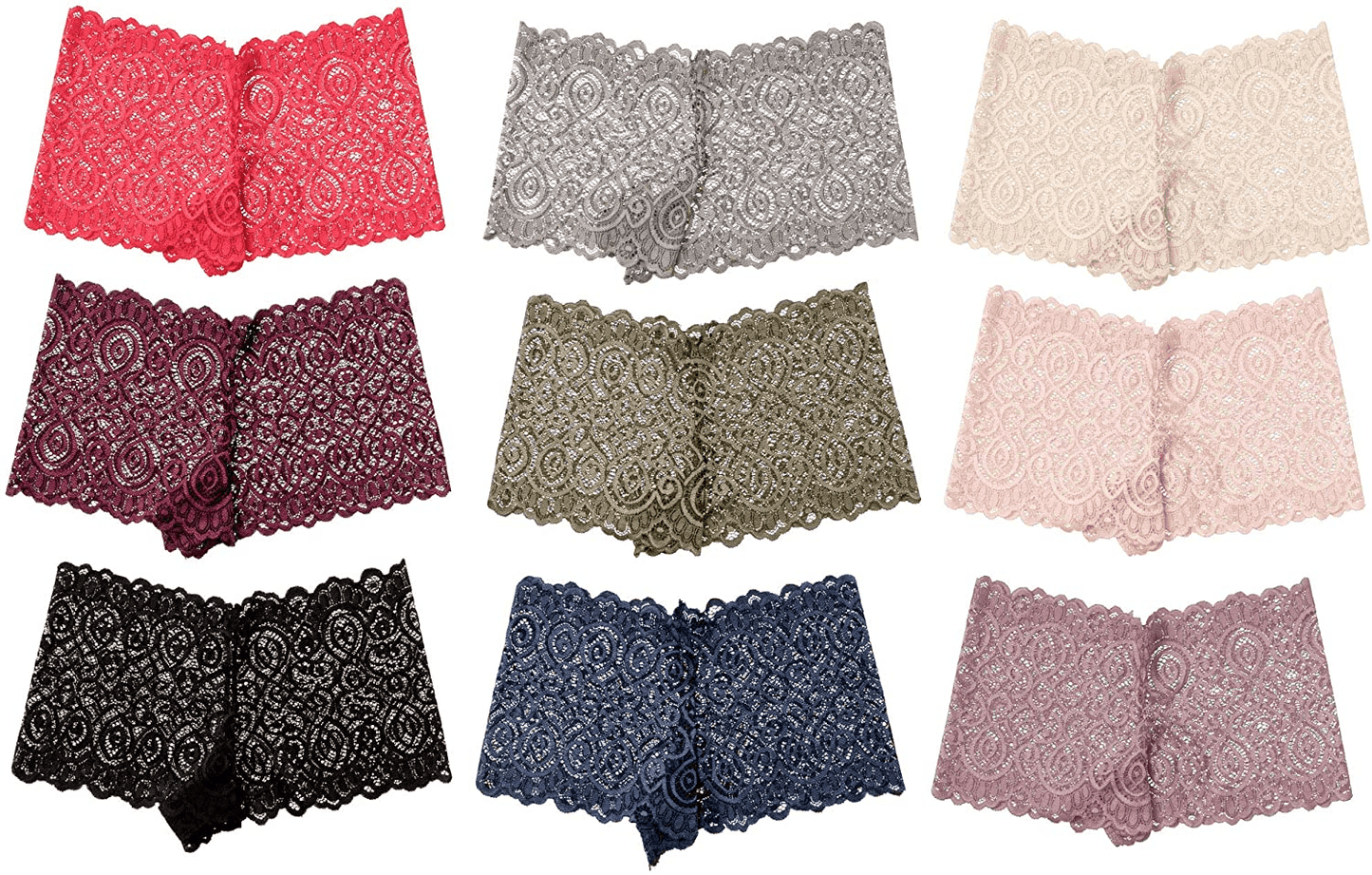 Alyce Intimates Pack of 10 Womens Lace Boyshort Panty, Regular to plus Size Apparel & Accessories > Clothing > Underwear & Socks > Underwear Alyce Ives Intimates 10 Pack Large