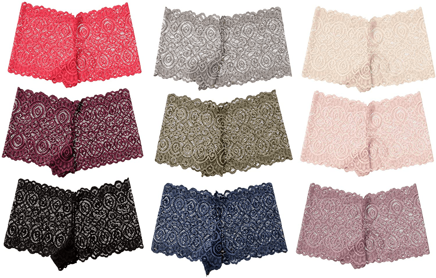 Alyce Intimates Pack of 10 Womens Lace Boyshort Panty, Regular to plus Size Apparel & Accessories > Clothing > Underwear & Socks > Underwear Alyce Ives Intimates 10 Pack Large