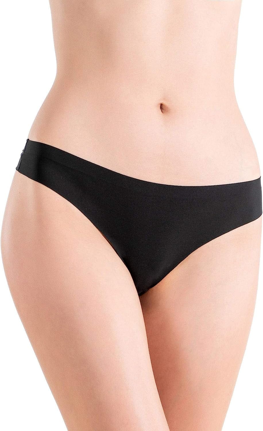 Alyce Intimates Pack of 12 Women'S Laser Cut Thong Black / Large