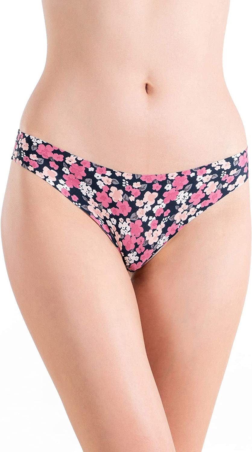 Alyce Intimates Pack of 12 Women'S Laser Cut Thong Solids & Prints / Medium