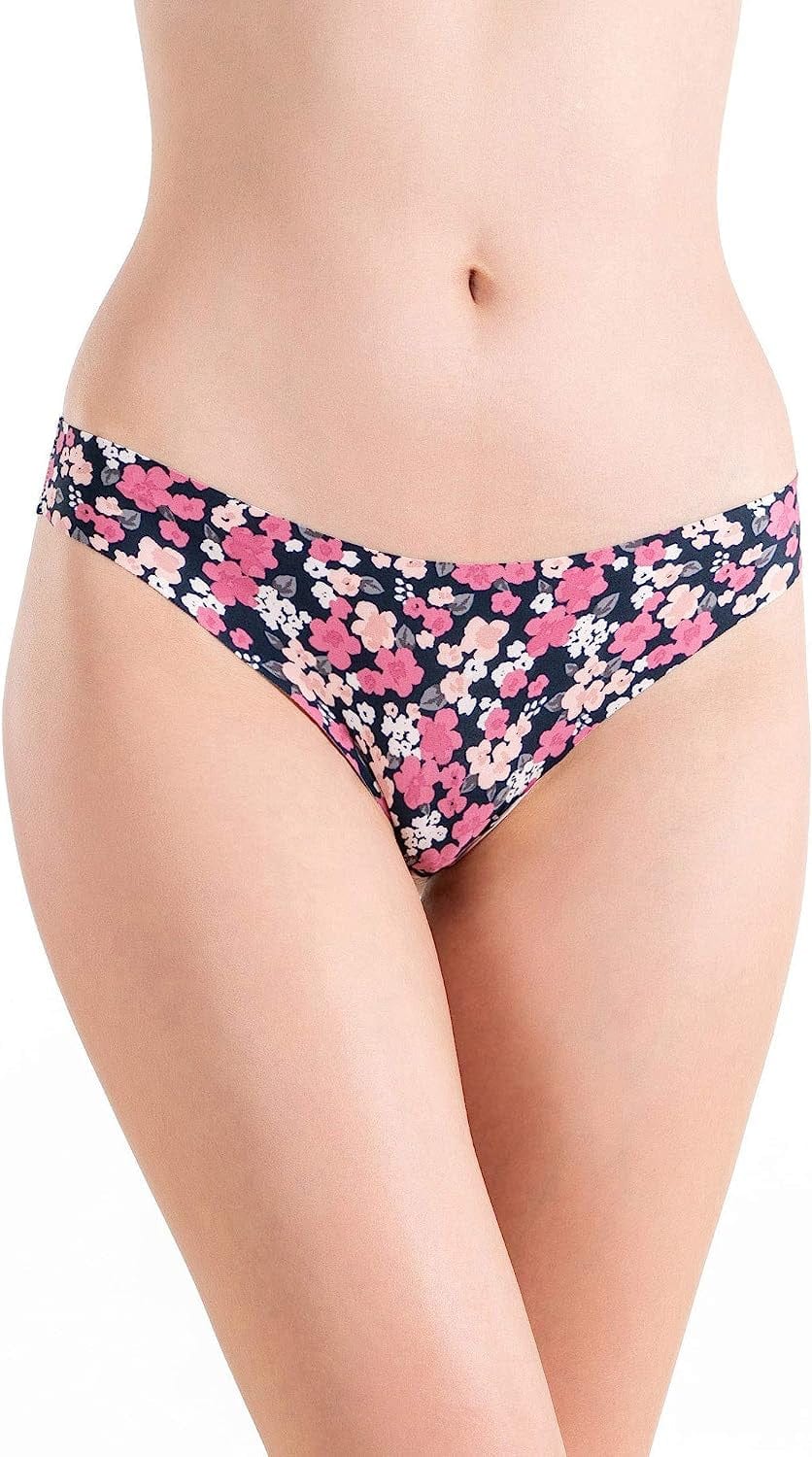 Alyce Intimates Pack of 12 Women'S Laser Cut Thong Solids & Prints / Large