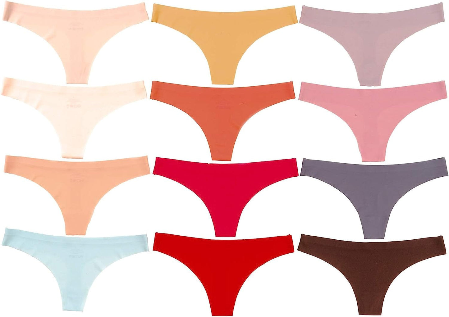 Alyce Intimates Pack of 12 Women'S Laser Cut Thong Pastel Colors / Large