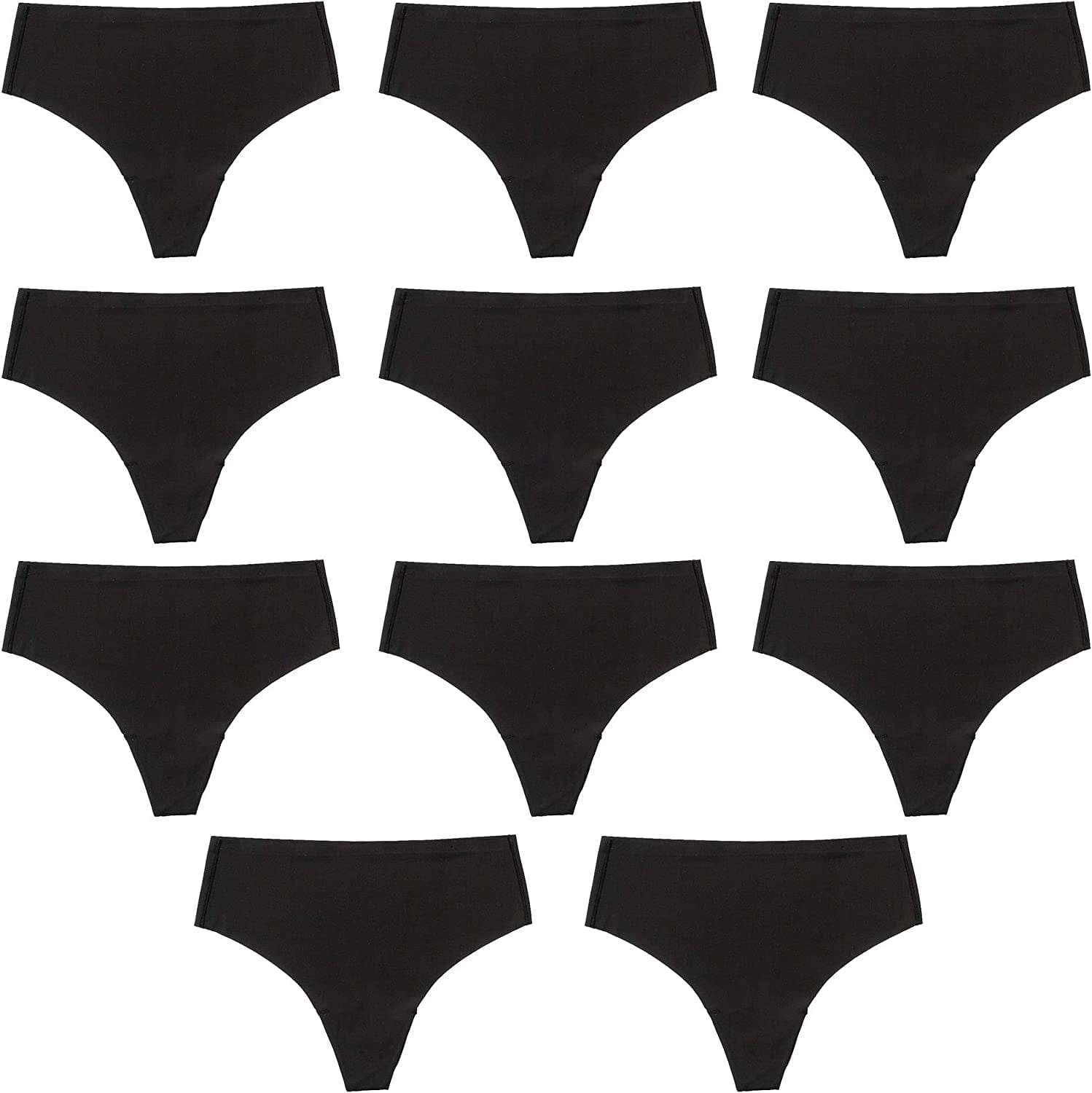 Alyce Intimates Pack of 12 Women'S Laser Cut Thong High Waisted Black 10 Pack / Medium