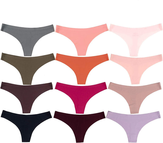 Alyce Intimates Pack of 12 Women'S Laser Cut Thong Solids / Medium