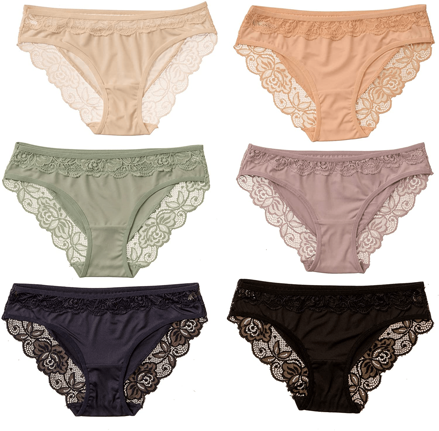 Alyce Intimates Pack of 6 Women’S Lace Bikini Apparel & Accessories > Clothing > Underwear & Socks > Underwear Alyce Ives Intimates Lace Trim Medium
