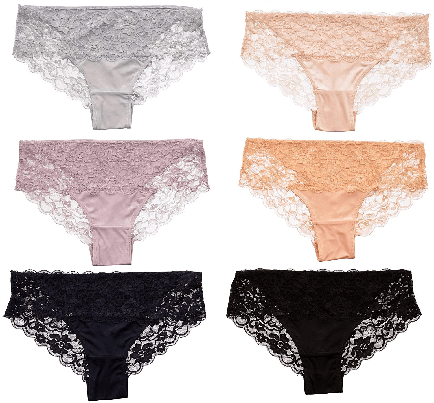 Alyce Intimates Pack of 6 Women’S Lace Bikini Apparel & Accessories > Clothing > Underwear & Socks > Underwear Alyce Ives Intimates Assorted Large
