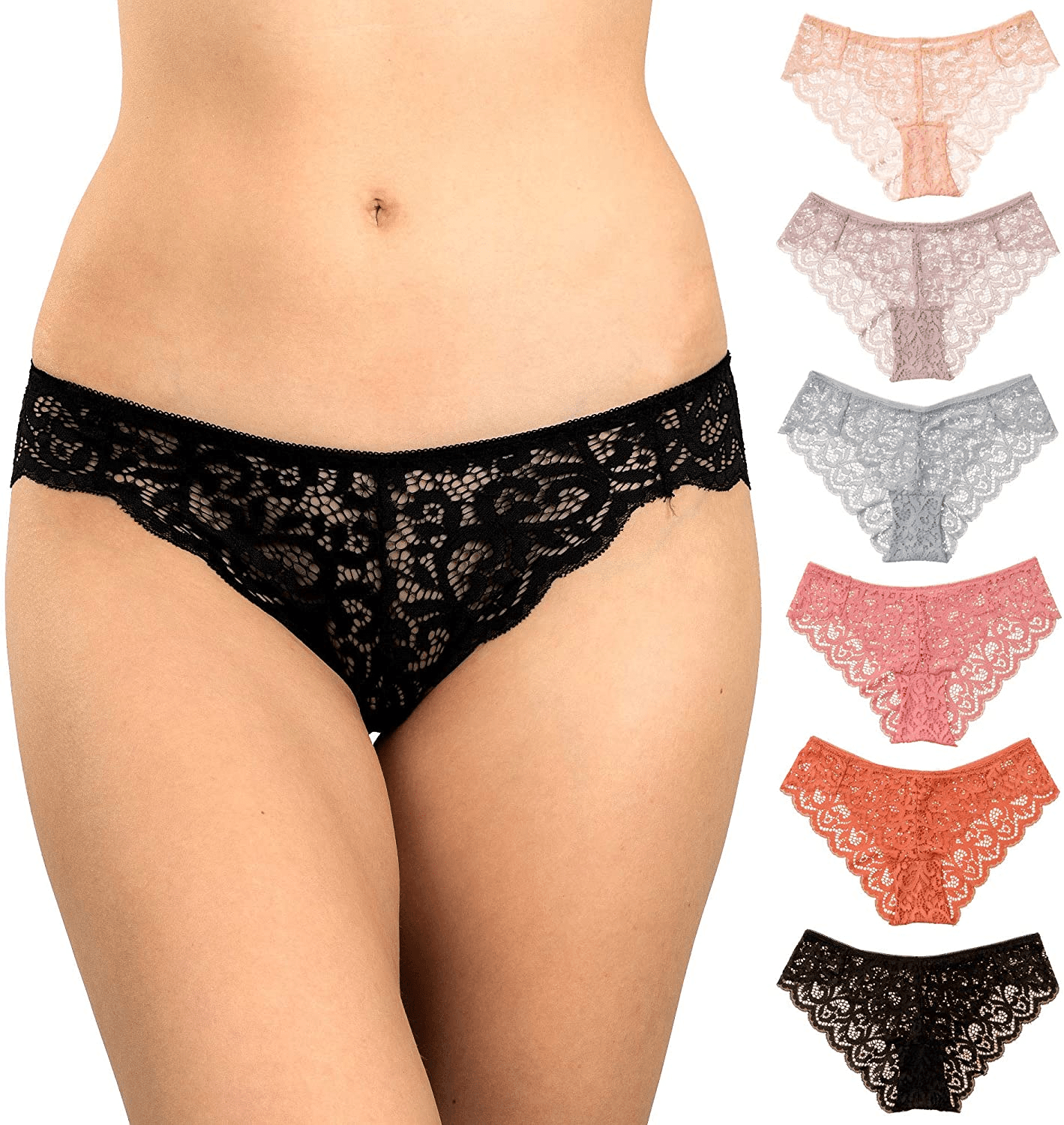 Alyce Intimates Pack of 6 Women’S Lace Bikini Apparel & Accessories > Clothing > Underwear & Socks > Underwear Alyce Ives Intimates Scalloped Edge Medium