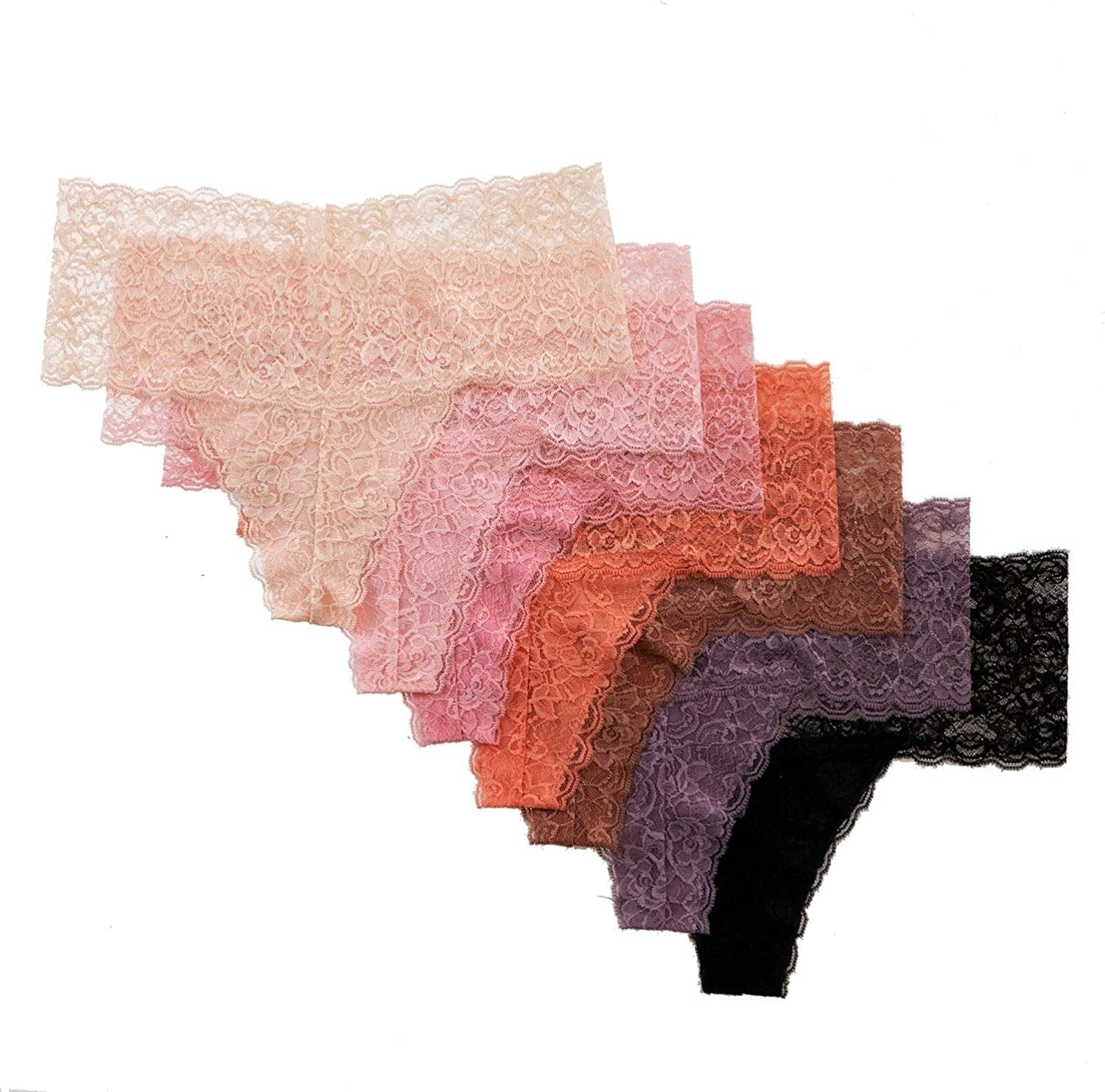 Alyce Intimates Women’S Lace Thong, Pack of 7 High Waisted / Small