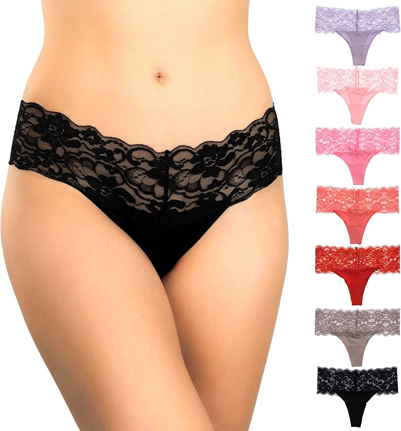 Alyce Intimates Women’S Lace Thong, Pack of 7 Assorted Colors / X-Large