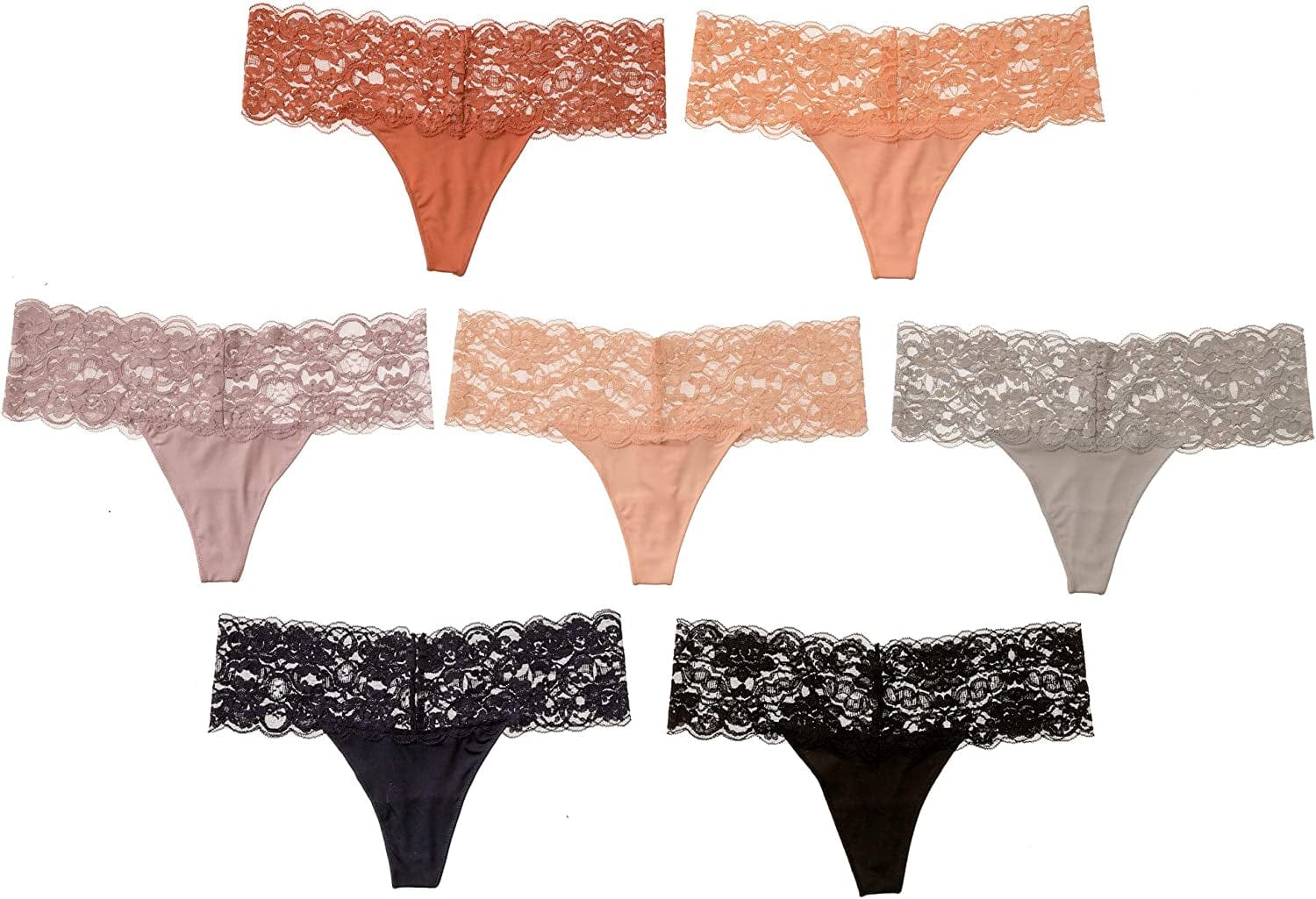 Alyce Intimates Women’S Lace Thong, Pack of 7