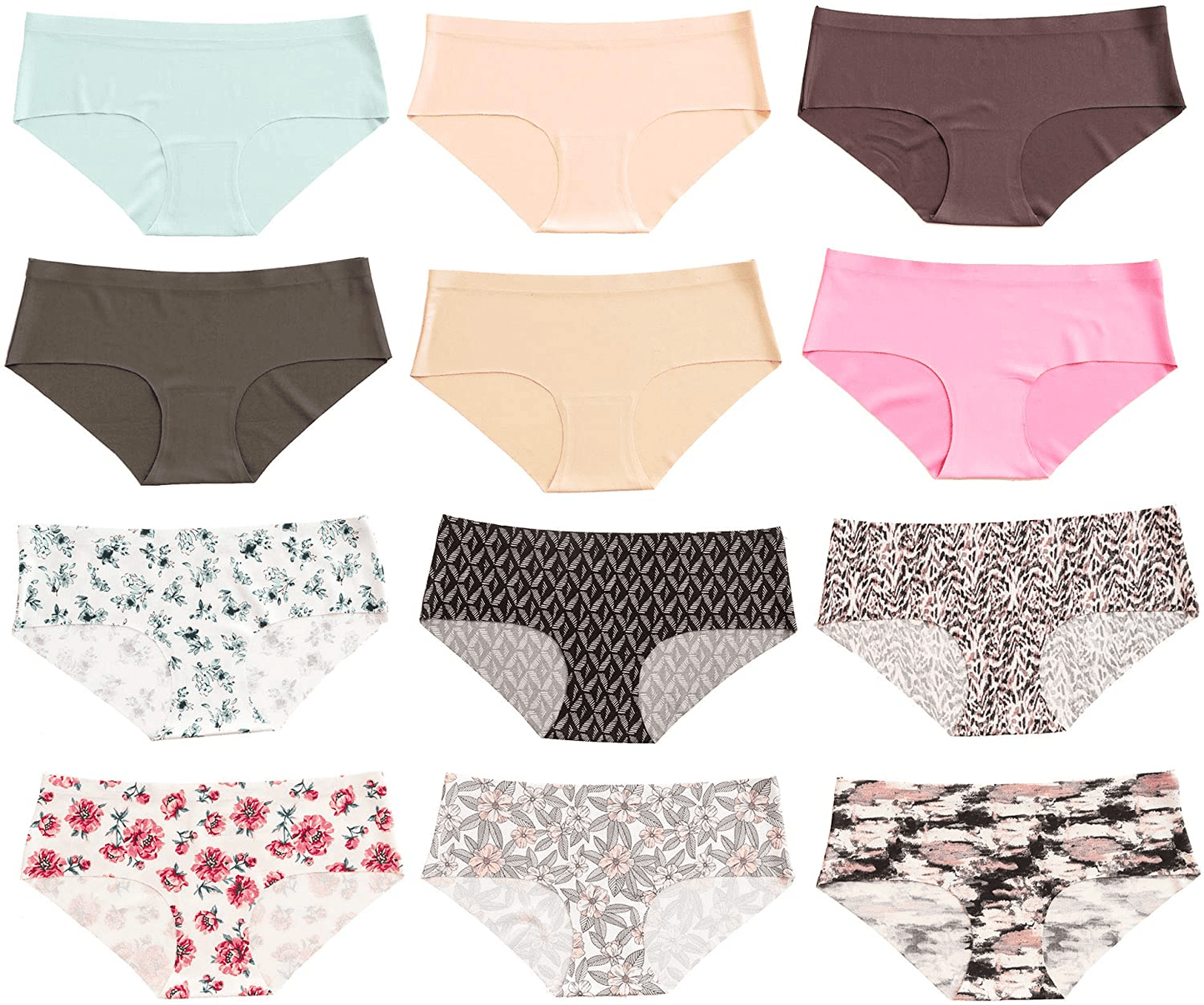 Alyce Intimates Women'S Laser Cut Bikini 12 Pack, Assorted Colors Apparel & Accessories > Clothing > Underwear & Socks > Underwear Alyce Ives Intimates Prints Medium