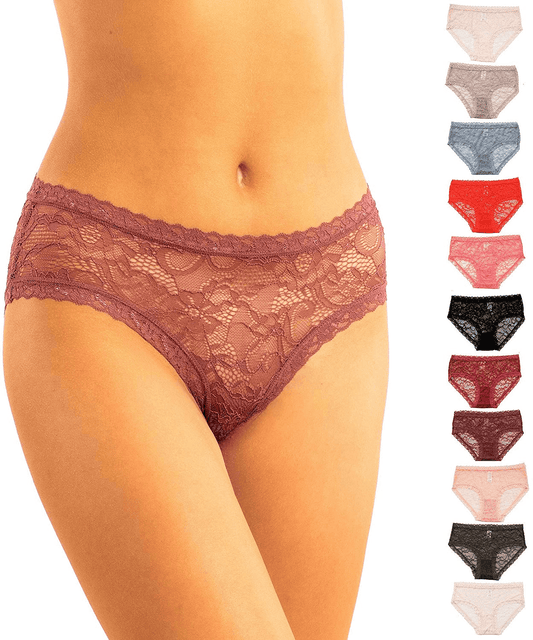 Alyce Ives Intimates 12 Pack Womens Lace Bikini Assorted Colors Apparel & Accessories > Clothing > Underwear & Socks > Underwear Alyce Ives Intimates Scalloped Trim Large