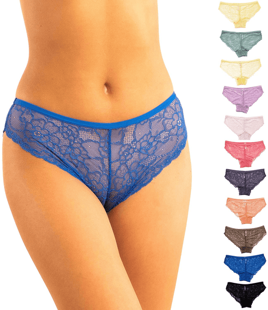 Alyce Ives Intimates 12 Pack Womens Lace Bikini Assorted Colors Apparel & Accessories > Clothing > Underwear & Socks > Underwear Alyce Ives Intimates Cheeky Lace Small
