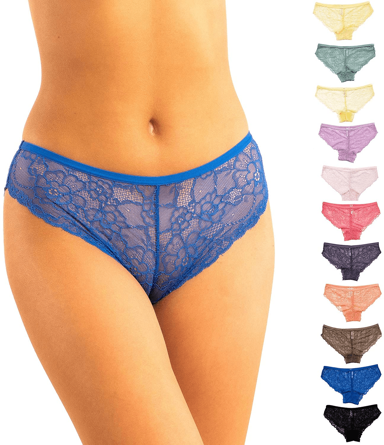 Alyce Ives Intimates 12 Pack Womens Lace Bikini Assorted Colors Apparel & Accessories > Clothing > Underwear & Socks > Underwear Alyce Ives Intimates Cheeky Lace X-Large